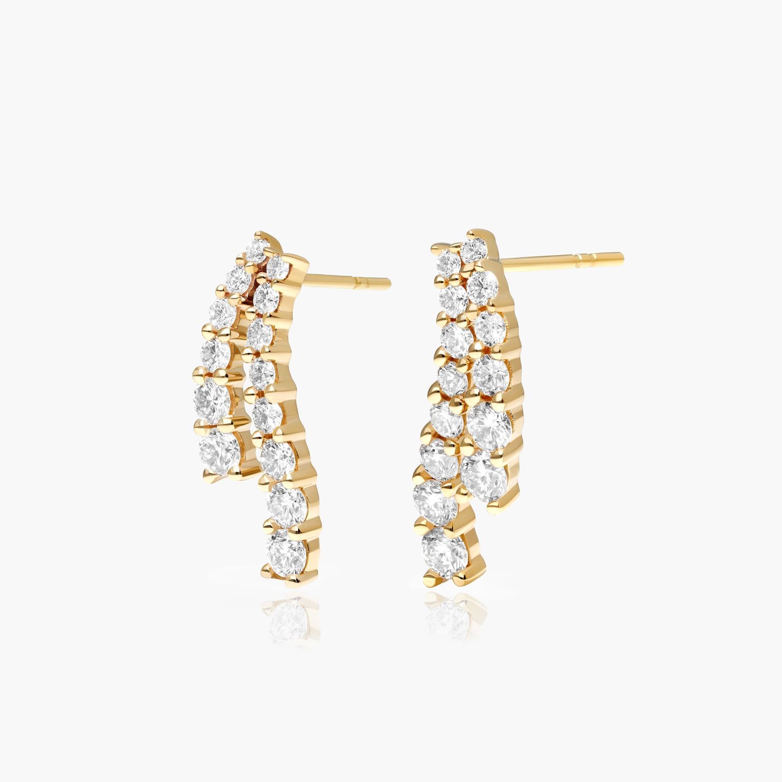 Tidal Wave Drop Lab-Grown Diamond Stud Earrings In 14K Yellow Gold