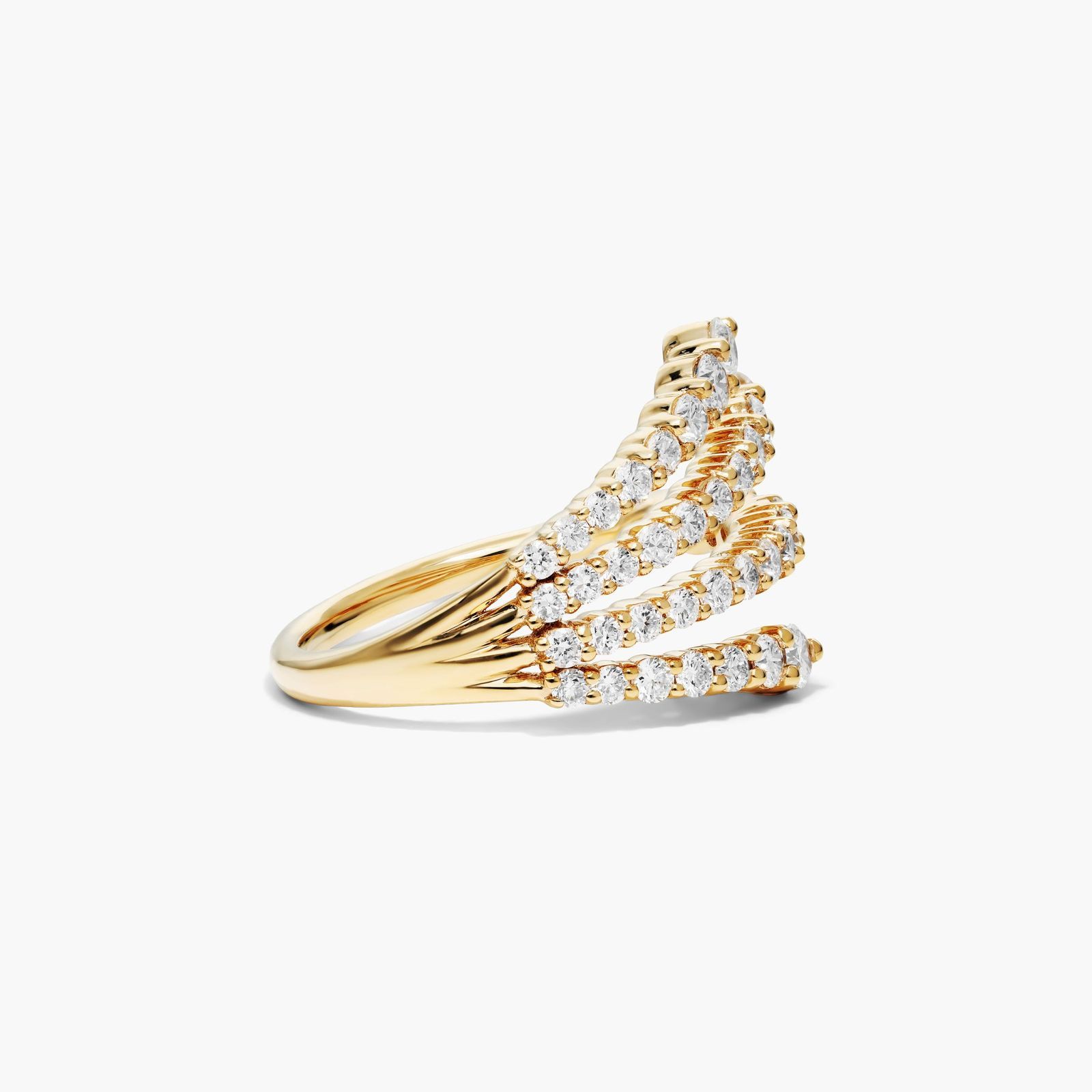 Multi-Row Lab-Grown Diamond Ring In 14K Yellow Gold
