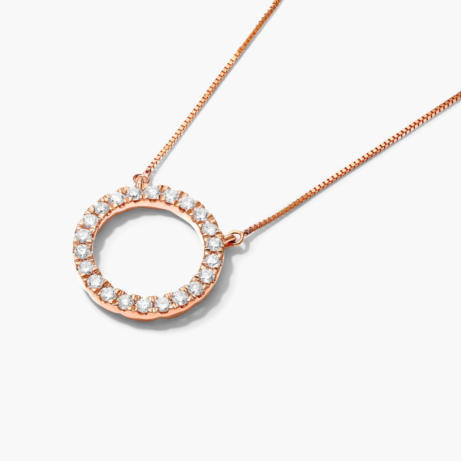 Lab-Grown Diamond Open Circle Pendant Necklace In 14K Rose Gold