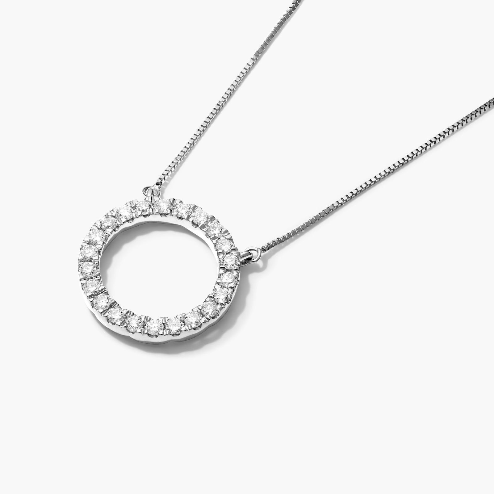 Lab-Grown Diamond Open Circle Pendant Necklace In 14K White Gold