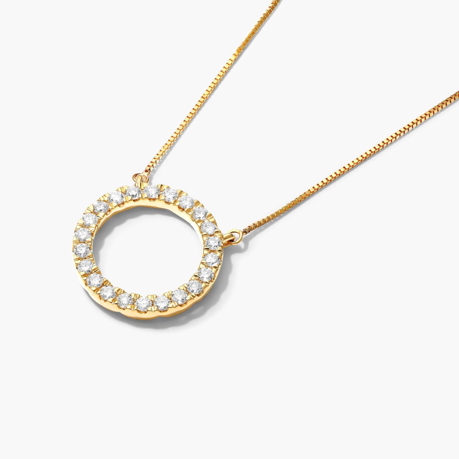 Lab-Grown Diamond Open Circle Pendant Necklace In 14K Yellow Gold