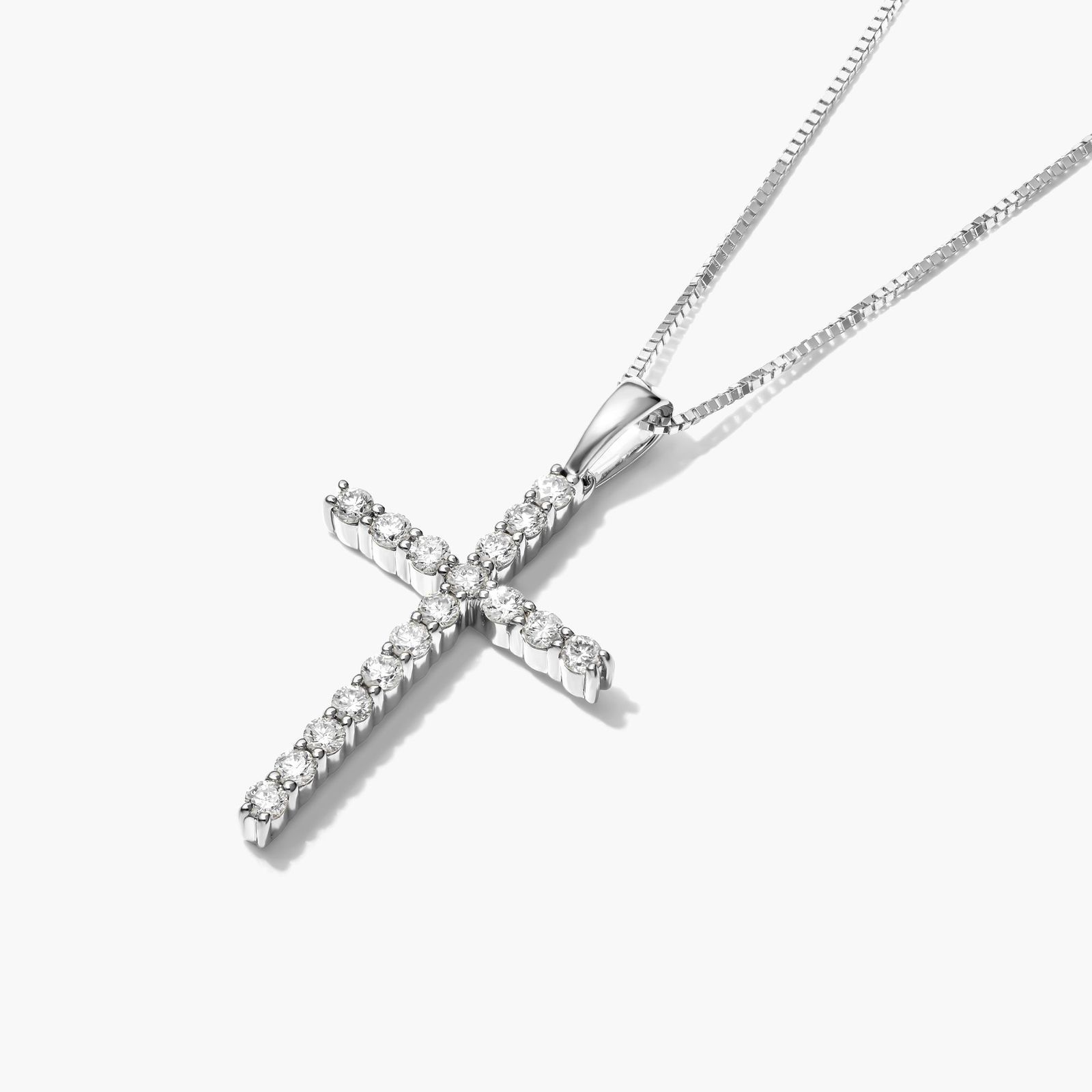 Lab-Grown Diamond Cross Pendant In 14K White Gold