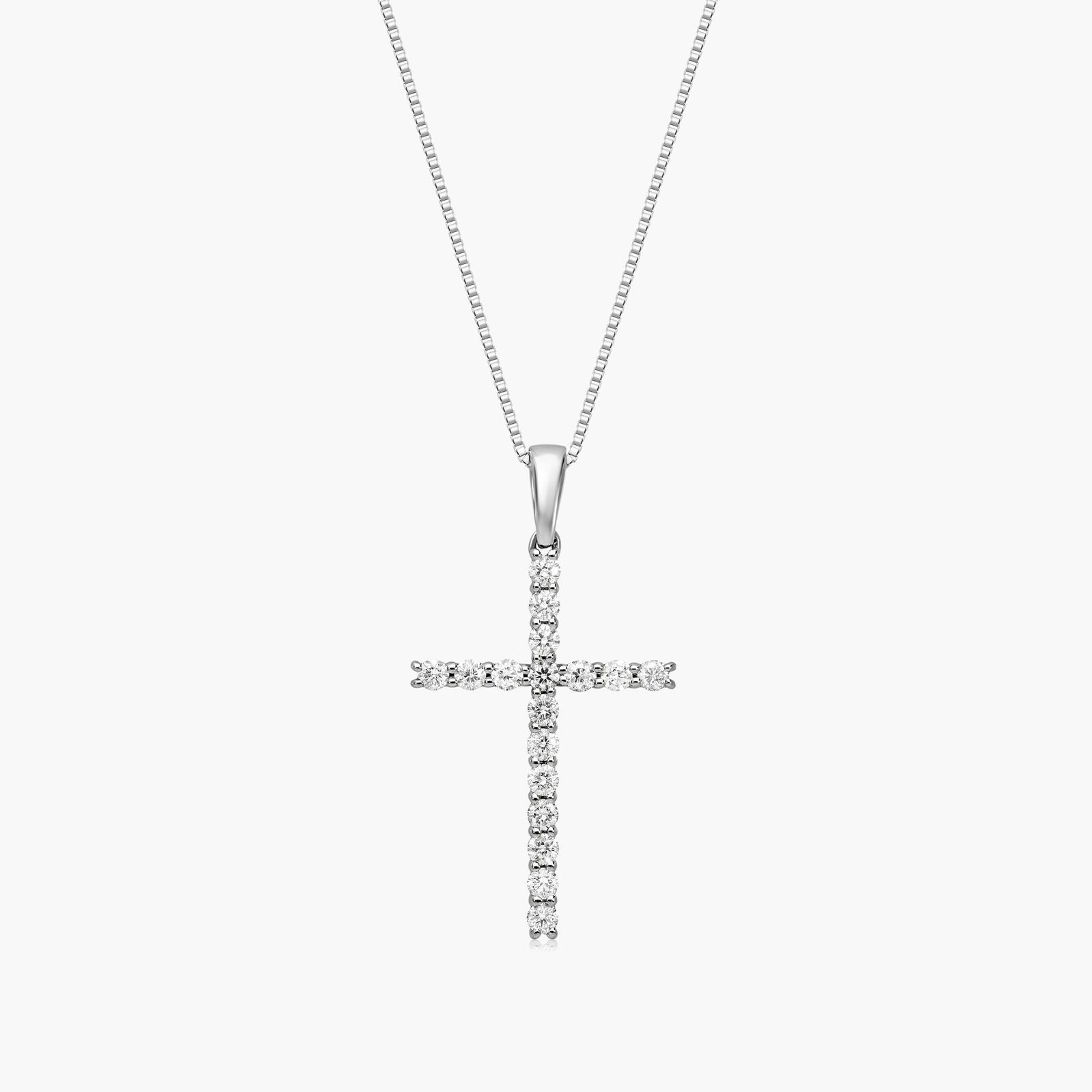 Lab-Grown Diamond Cross Pendant In 14K White Gold-81643w14l