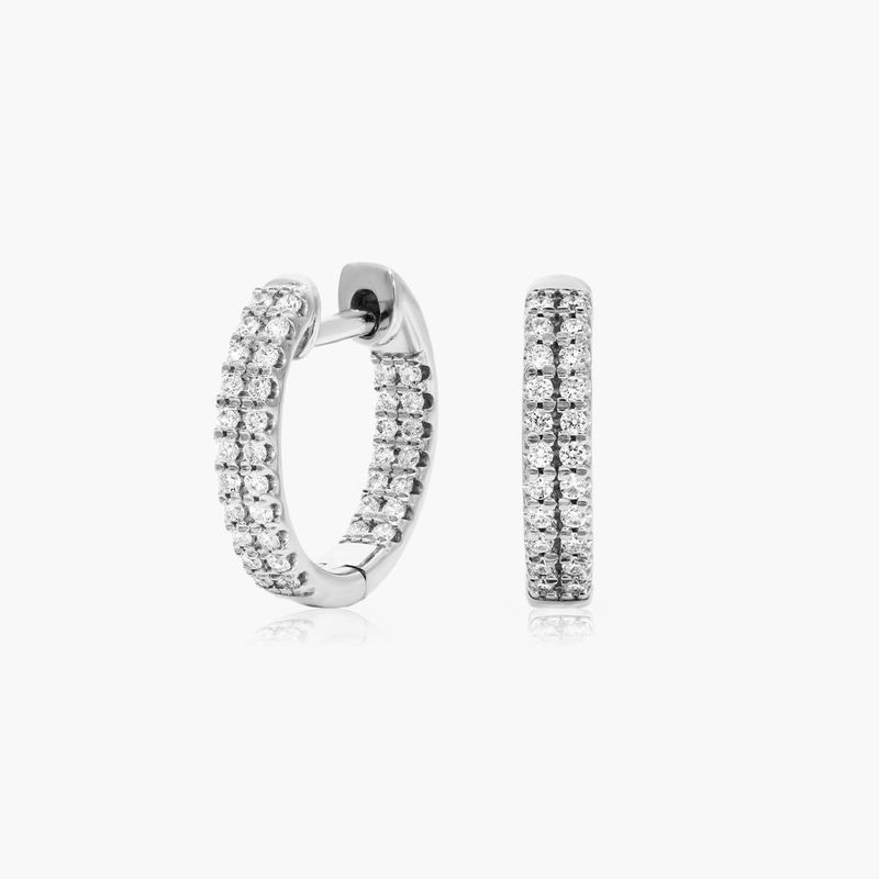 14K White Gold Inside-Out Pavé Lab-Grown Diamond Hoop Earrings