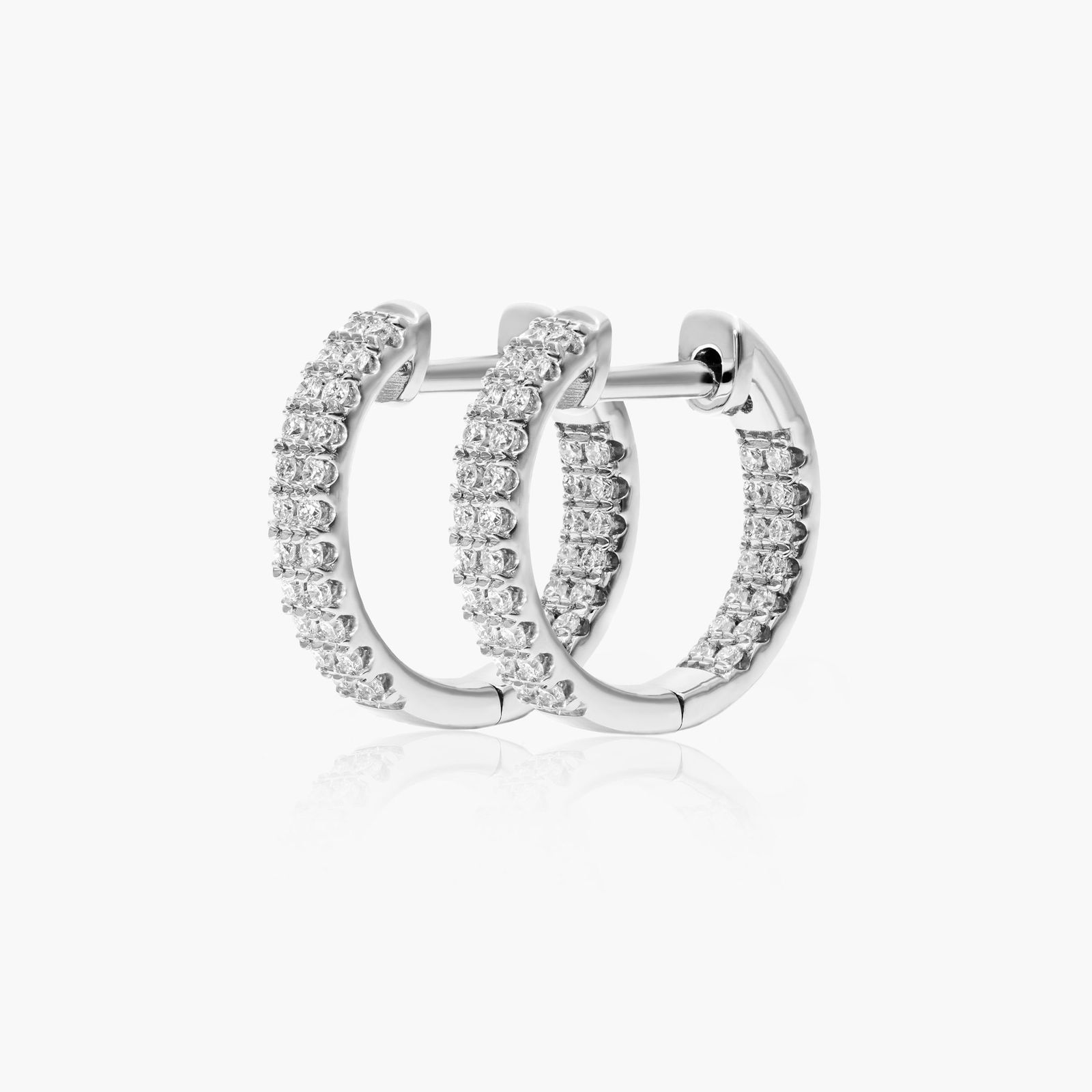 14K White Gold Inside-Out Pavé Lab-Grown Diamond Hoop Earrings
