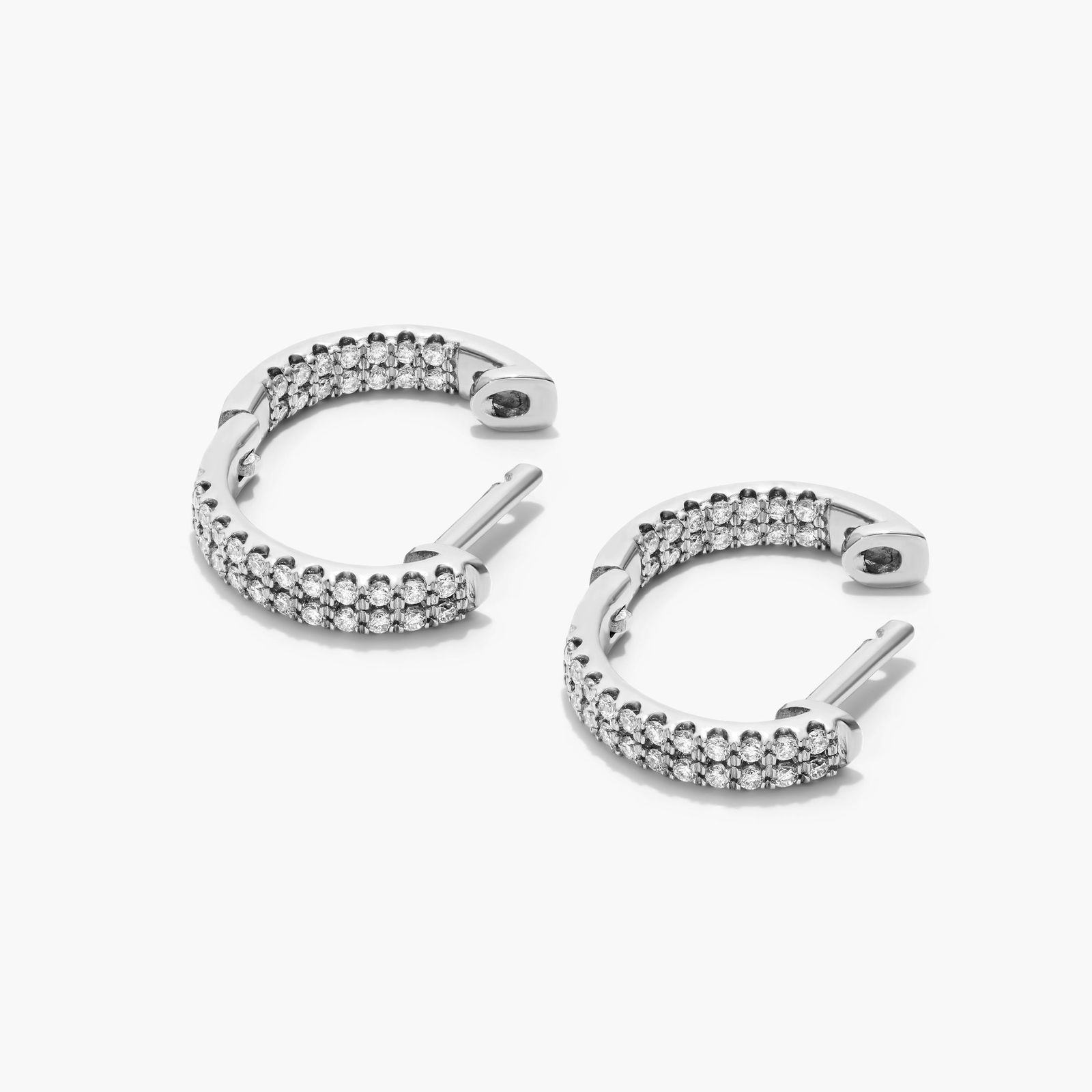 14K White Gold Inside-Out Pavé Lab-Grown Diamond Hoop Earrings