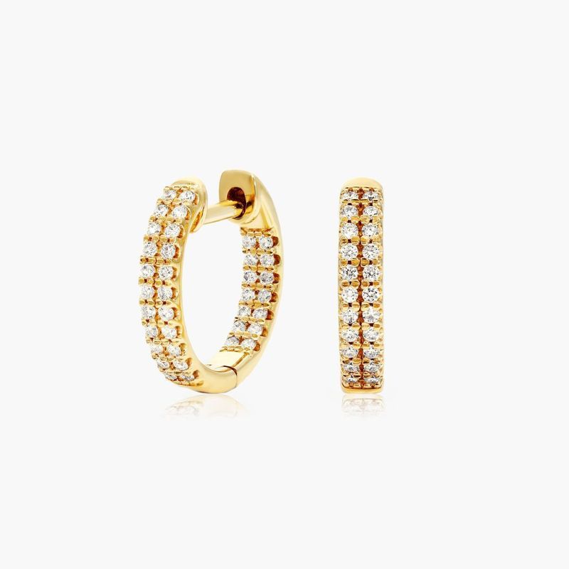 Inside Out Pavé Hoop Earrings With Lab-Grown Diamonds In 14K Yellow Gold