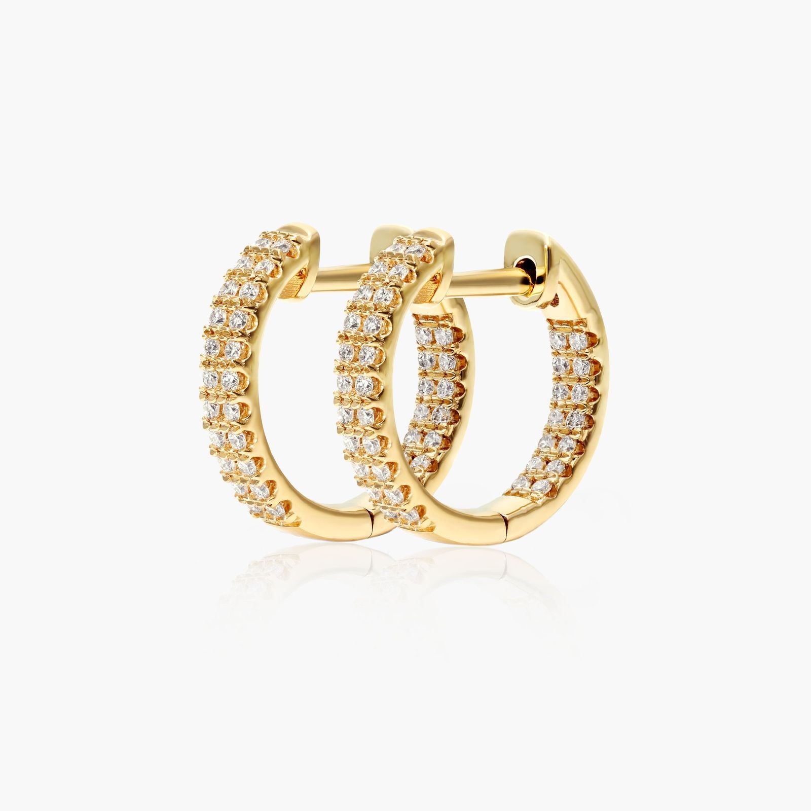 Inside Out Pavé Hoop Earrings With Lab-Grown Diamonds In 14K Yellow Gold