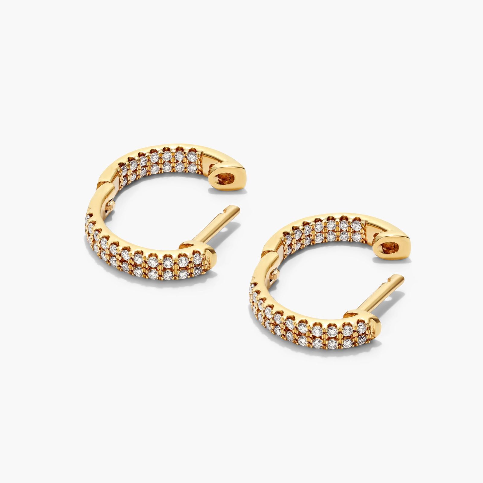Inside Out Pavé Hoop Earrings With Lab-Grown Diamonds In 14K Yellow Gold