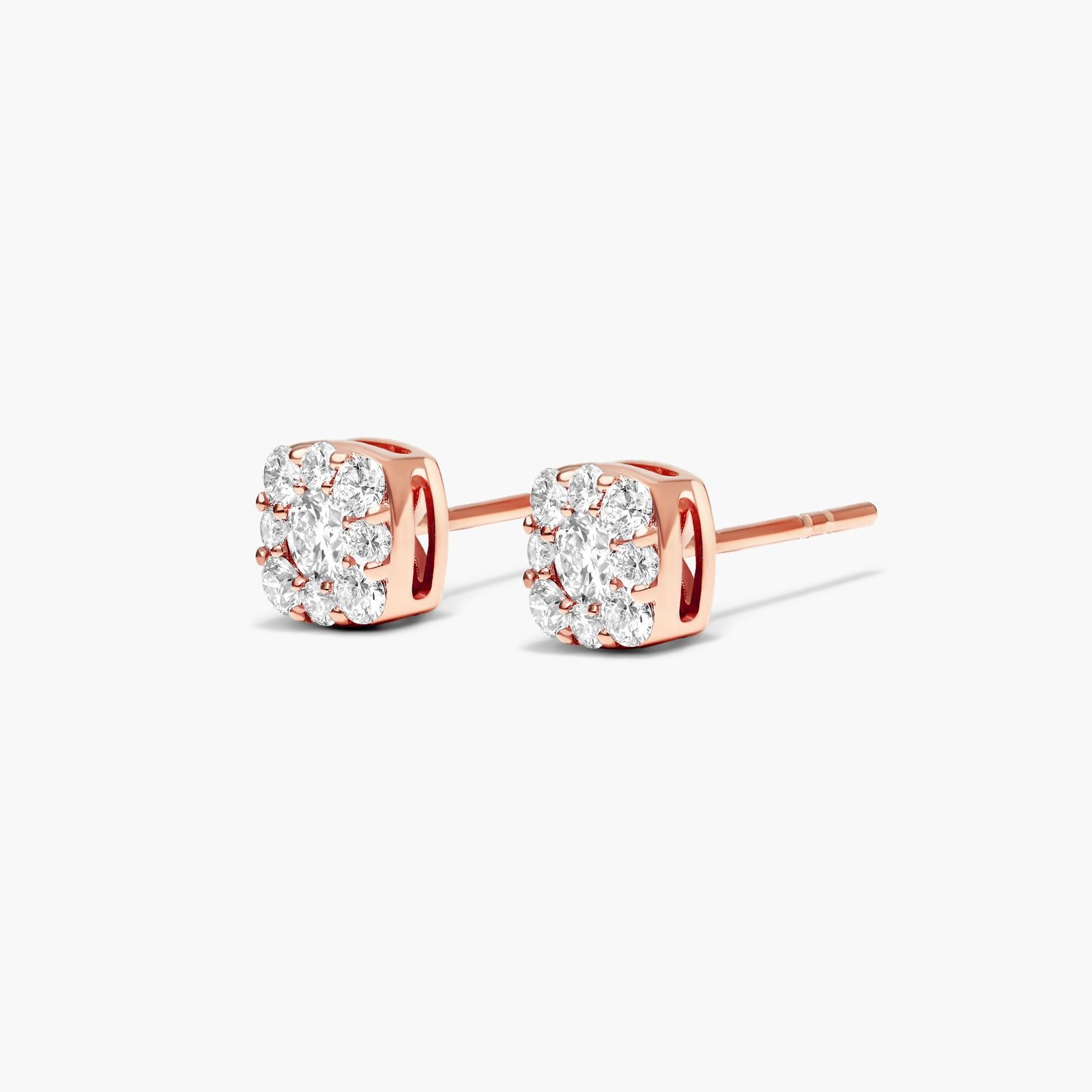 Cushion-Shaped Composite Lab-Grown Diamond Stud Earrings In 14K Rose Gold