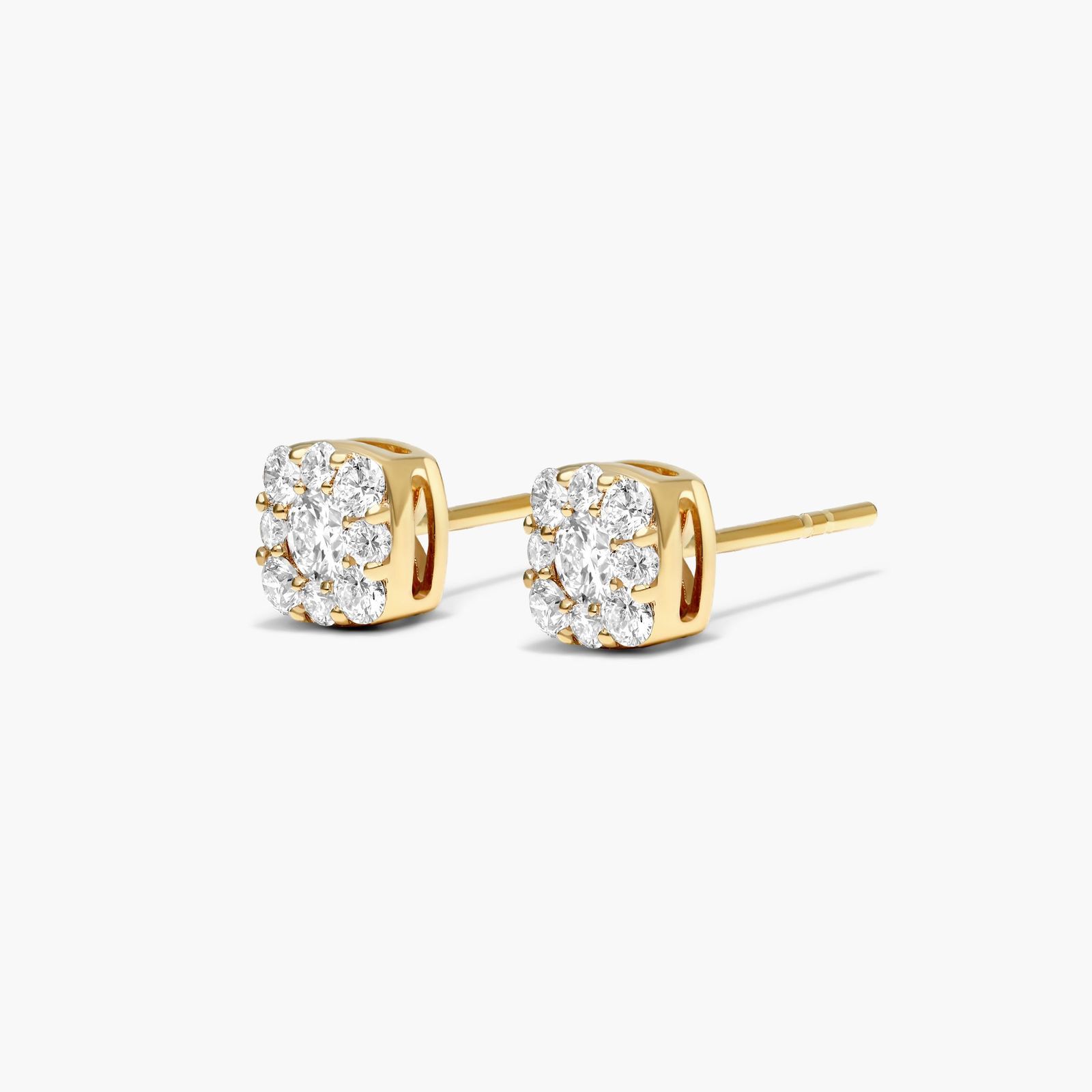 Cushion-Shaped Composite Lab-Grown Diamond Stud Earrings In 14K Yellow Gold