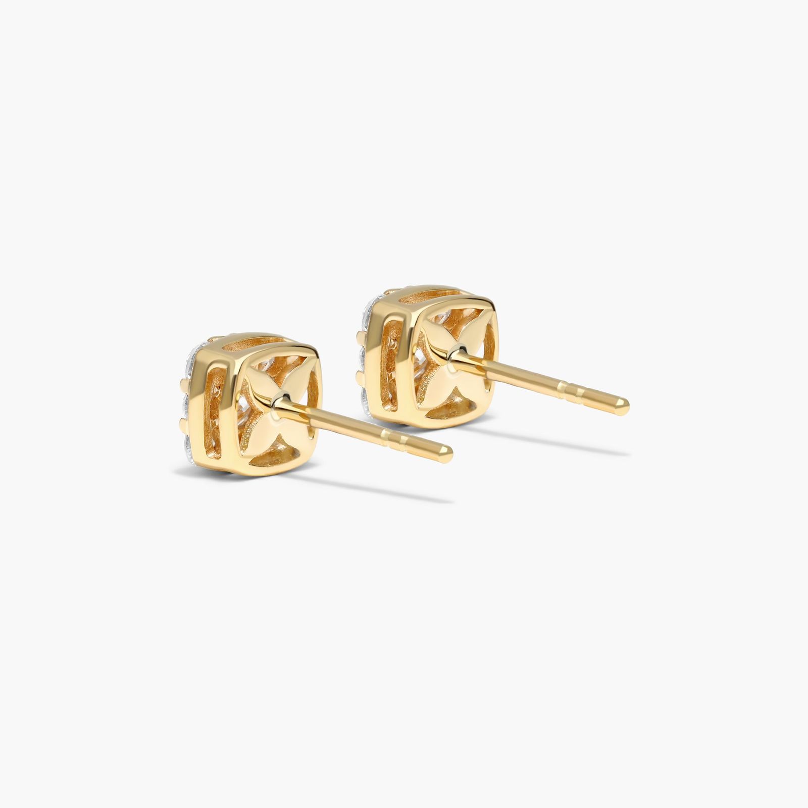 Cushion-Shaped Composite Lab-Grown Diamond Stud Earrings In 14K Yellow Gold