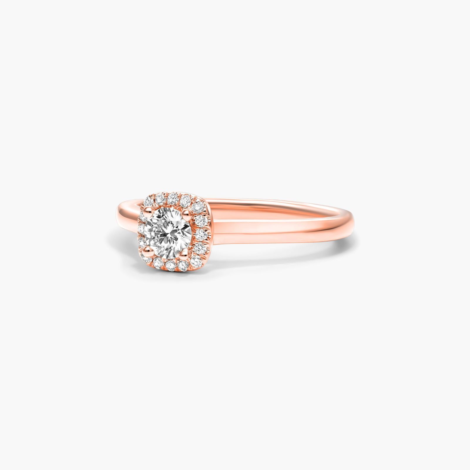 Cushion Cut Halo Lab-Grown Diamond Ring In 14K Rose Gold