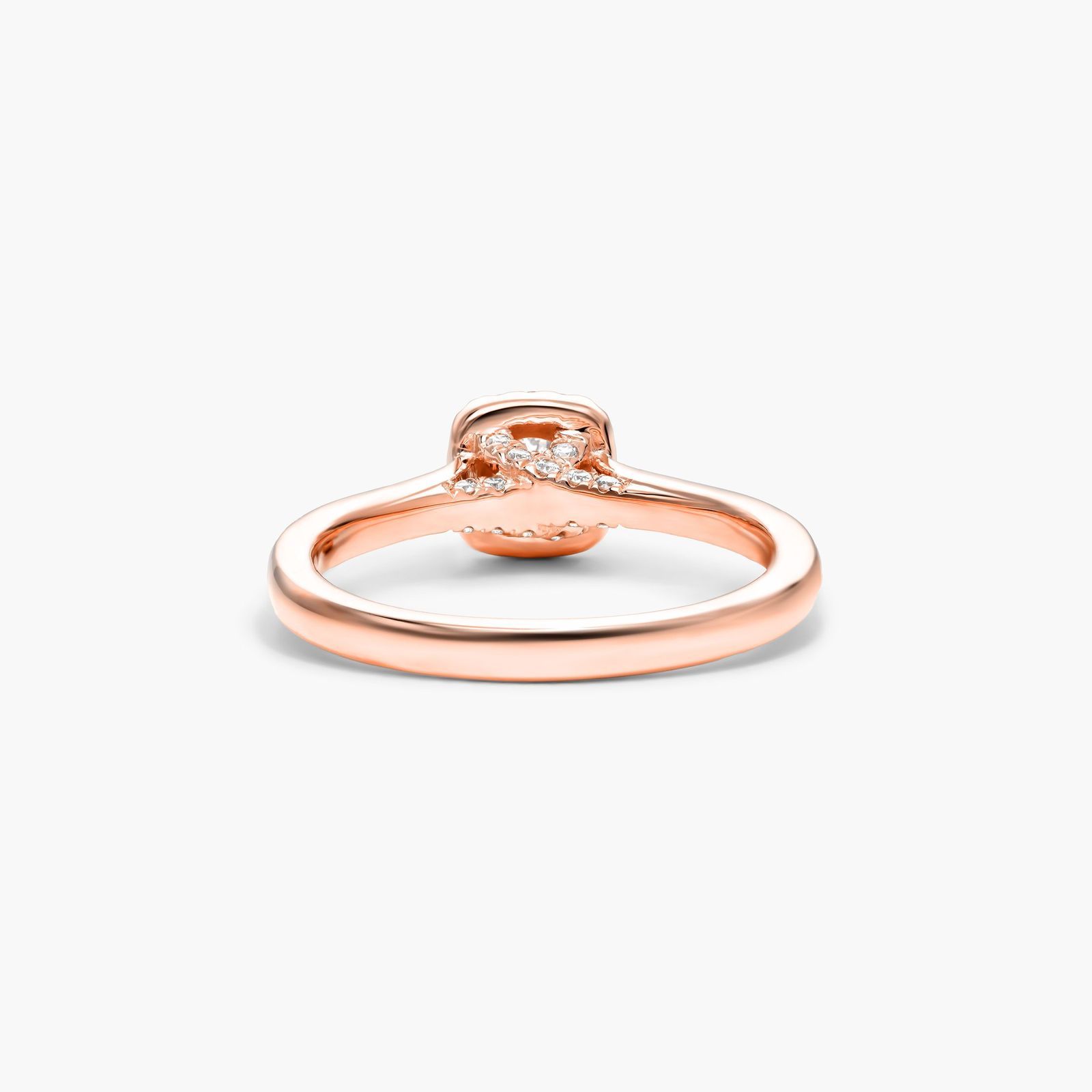 Cushion Cut Halo Lab-Grown Diamond Ring In 14K Rose Gold