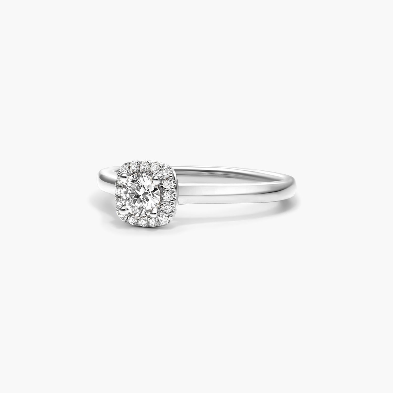 Cushion Cut Halo Lab-Grown Diamond Ring In 14K White Gold