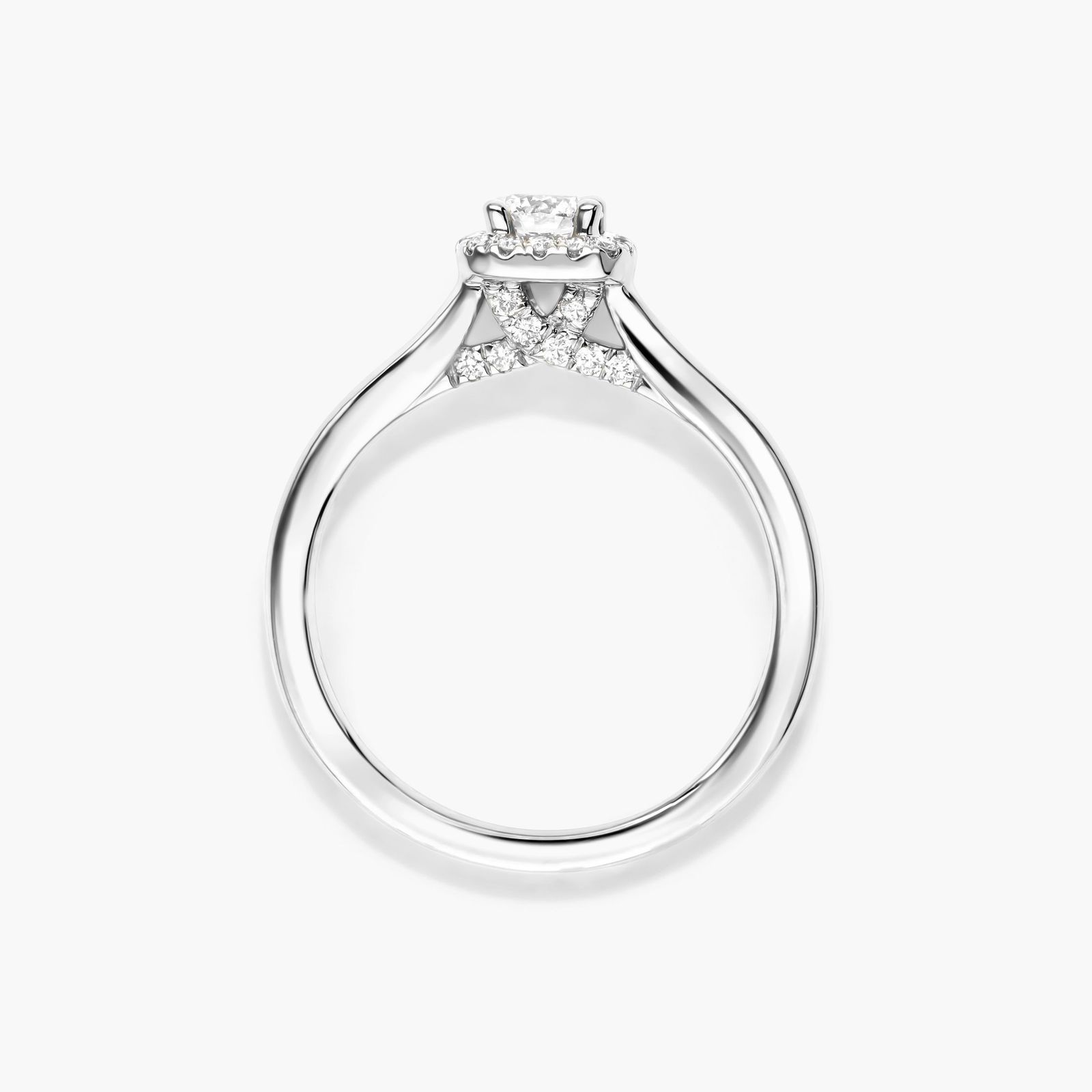 Cushion Cut Halo Lab-Grown Diamond Ring In 14K White Gold