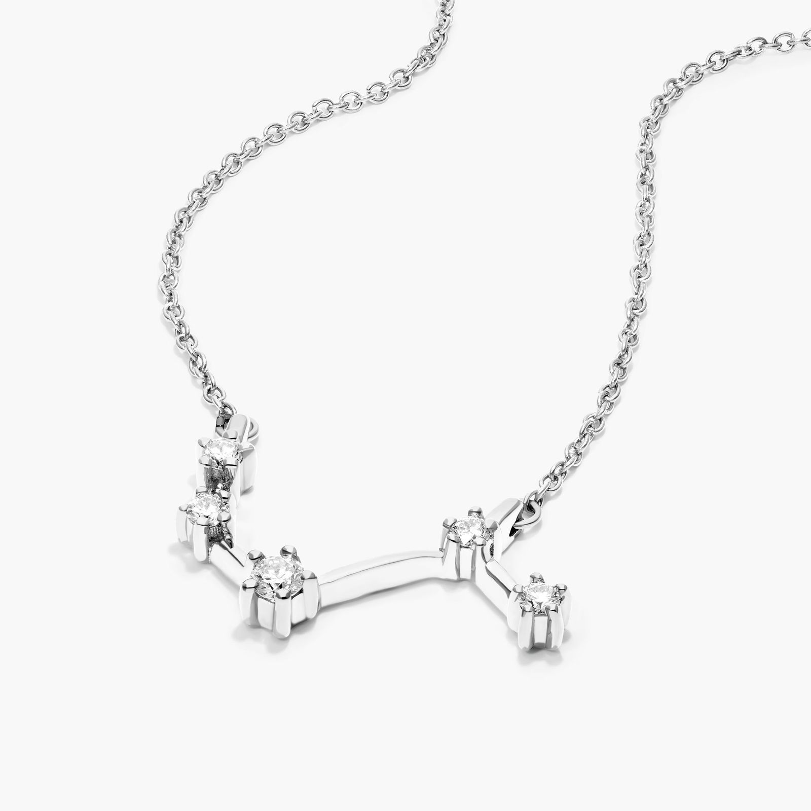 Lab-Grown Diamond Aries Constellation Necklace In 14K White Gold