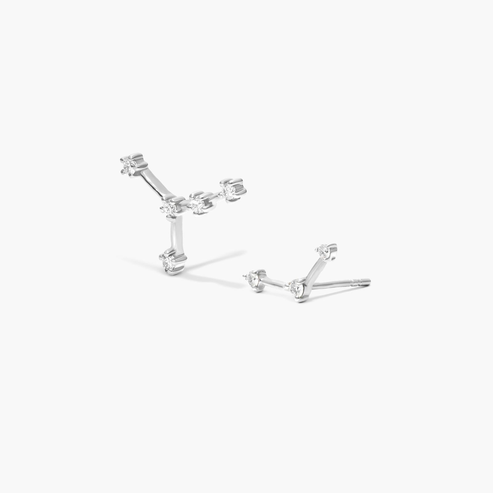 14K White Gold Lab-Grown Diamond Cancer Constellation Stud Earrings