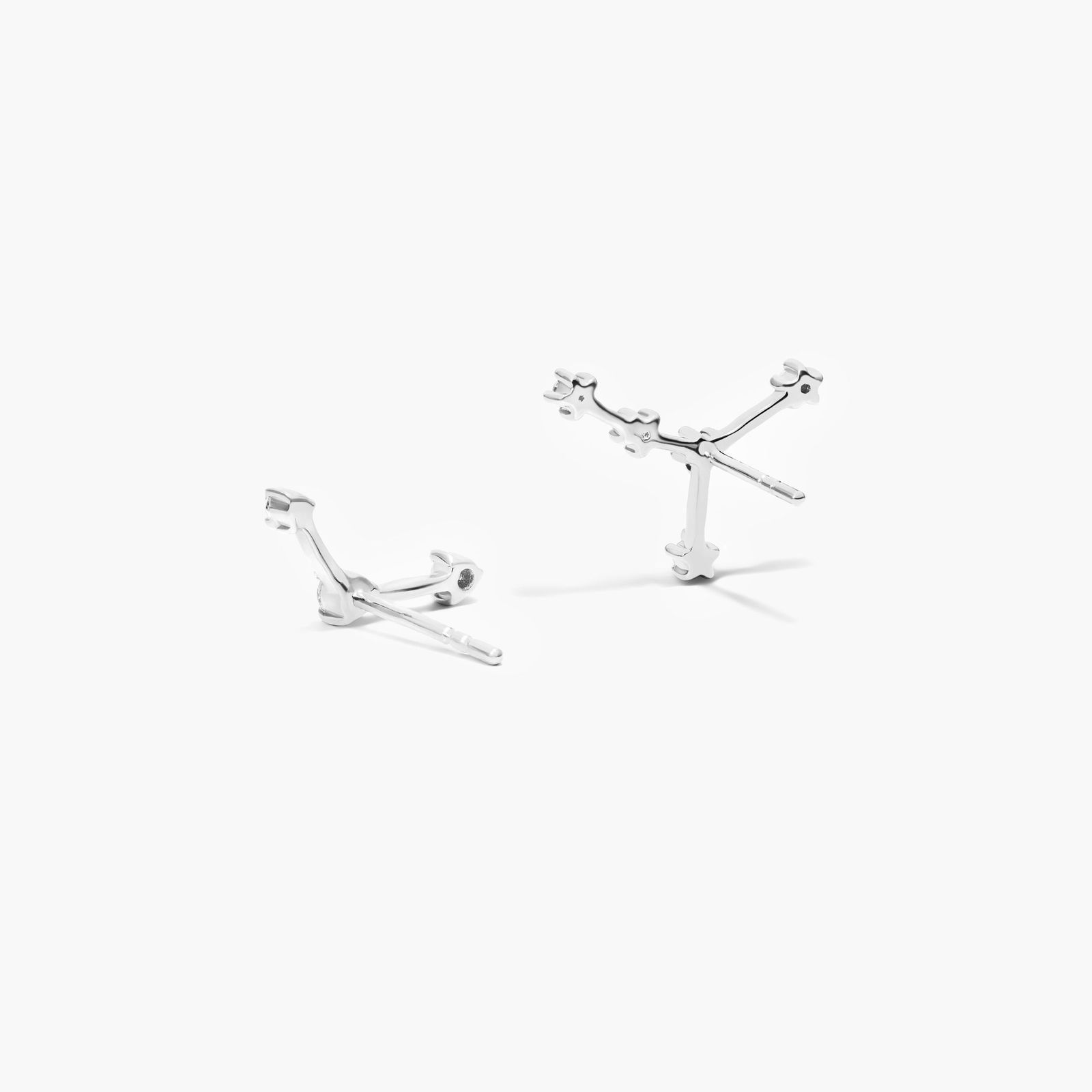 14K White Gold Lab-Grown Diamond Cancer Constellation Stud Earrings