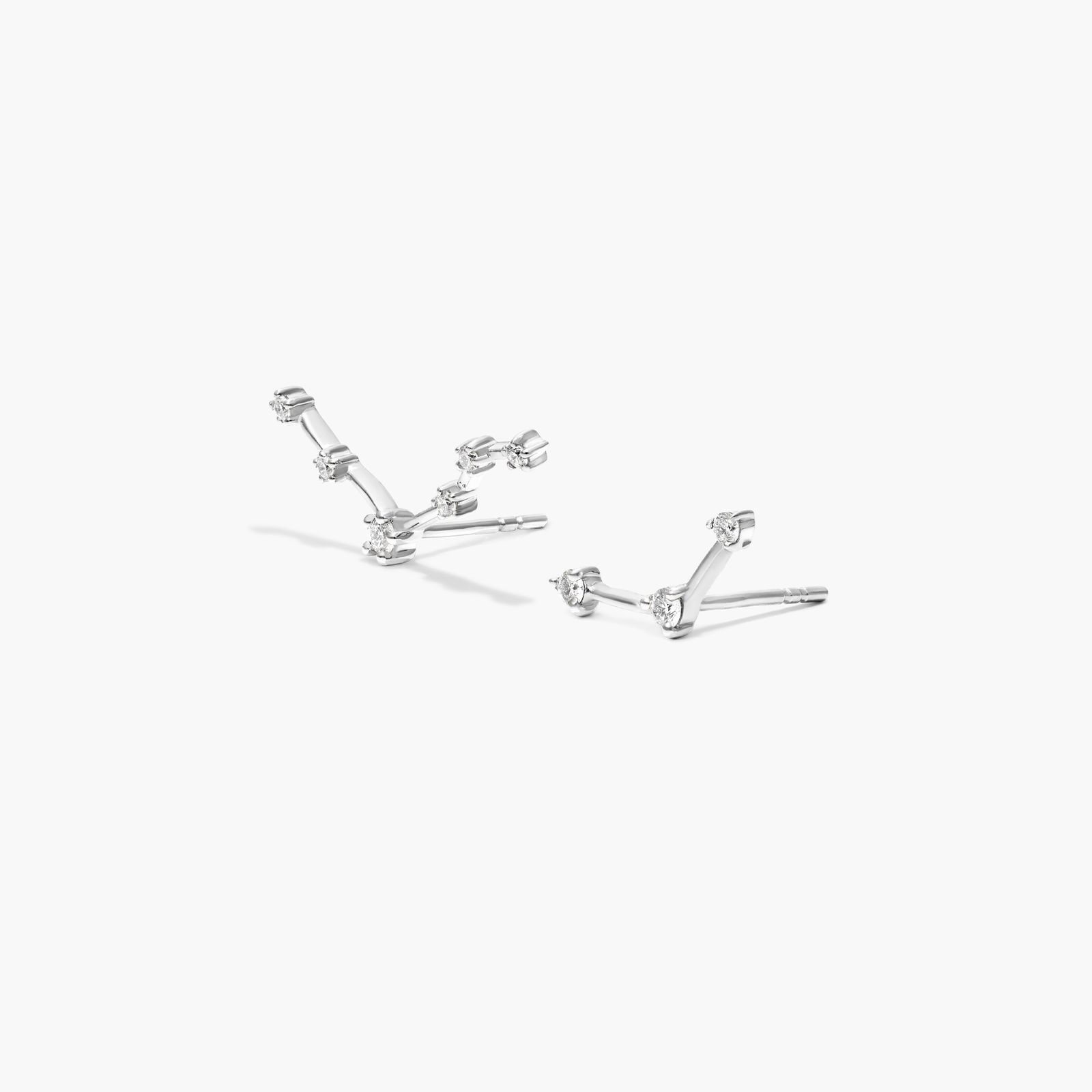 14K White Gold Lab-Grown Diamond Libra Constellation Stud Earrings