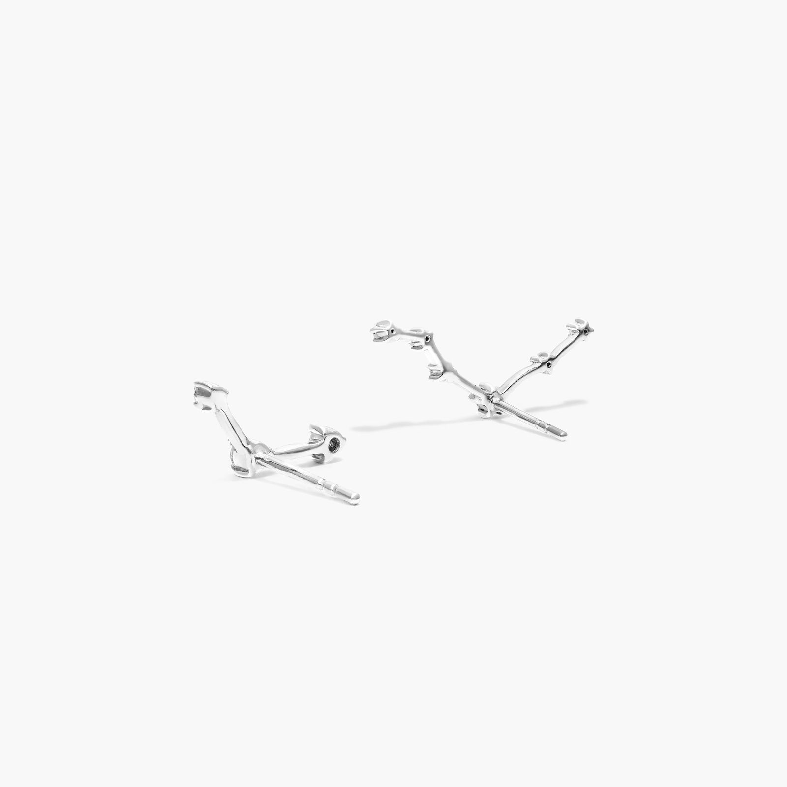 14K White Gold Lab-Grown Diamond Libra Constellation Stud Earrings