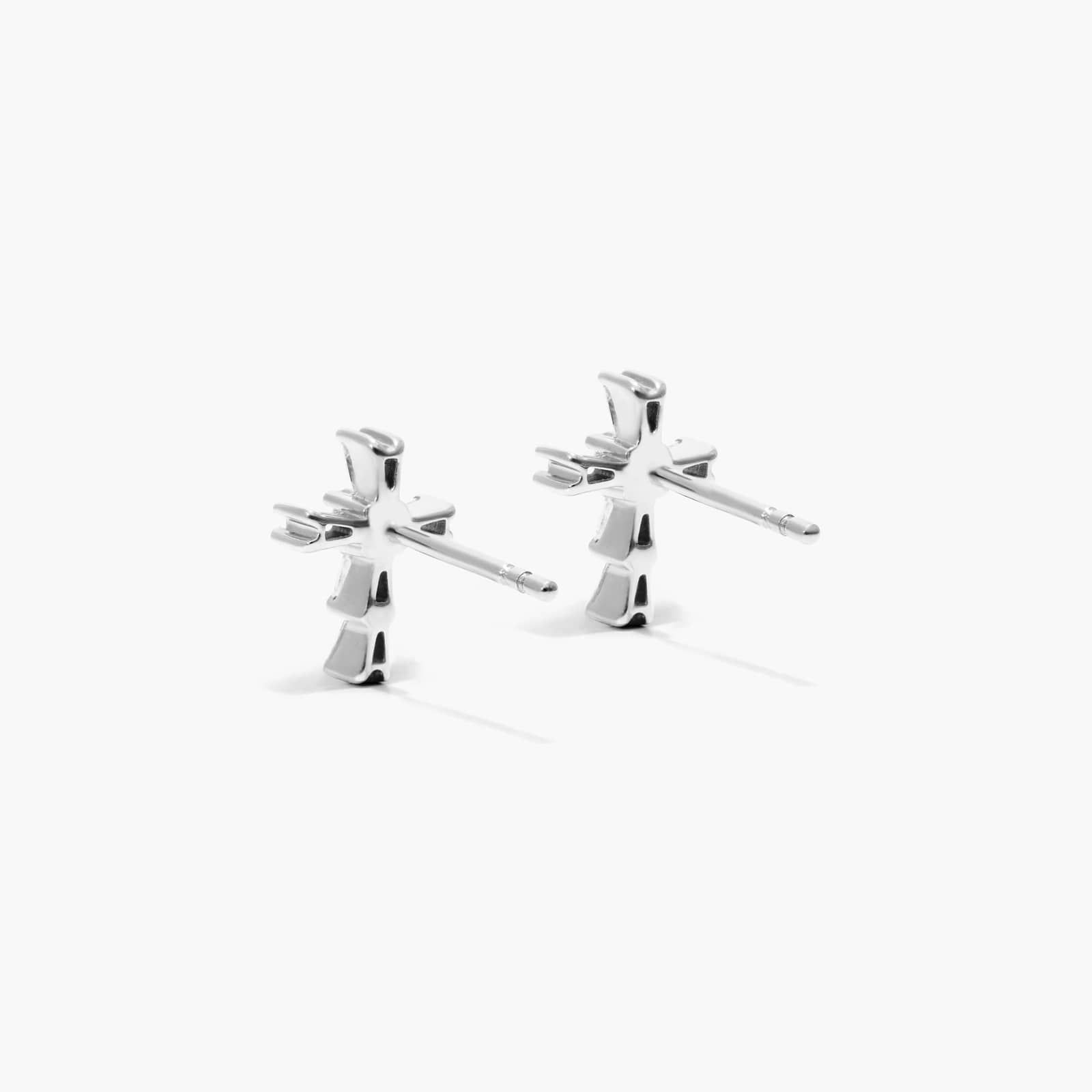 Moderne Cross Diamond Stud Earrings In 14K White Gold