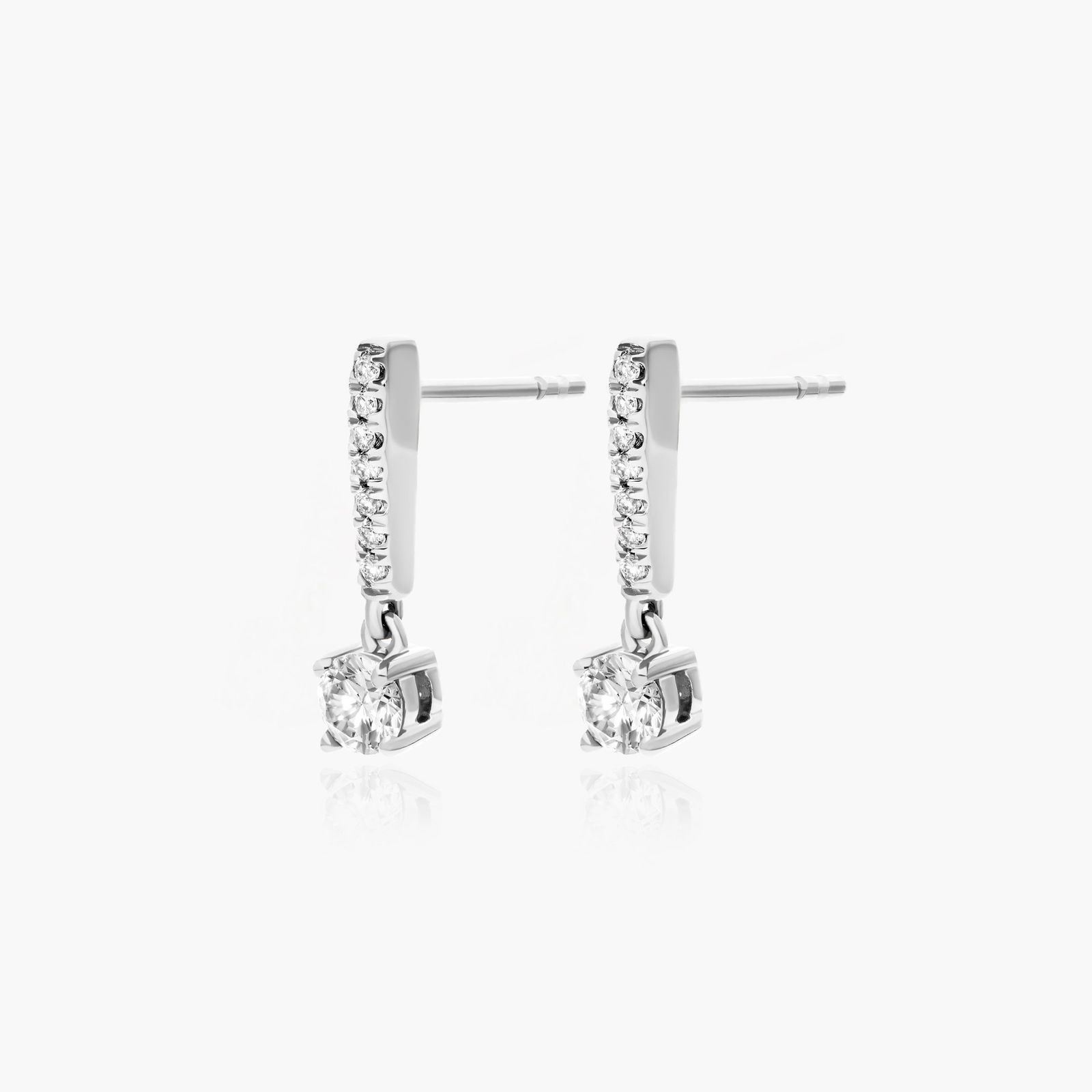 Drop Earrings With Round Diamonds In 14K White Gold