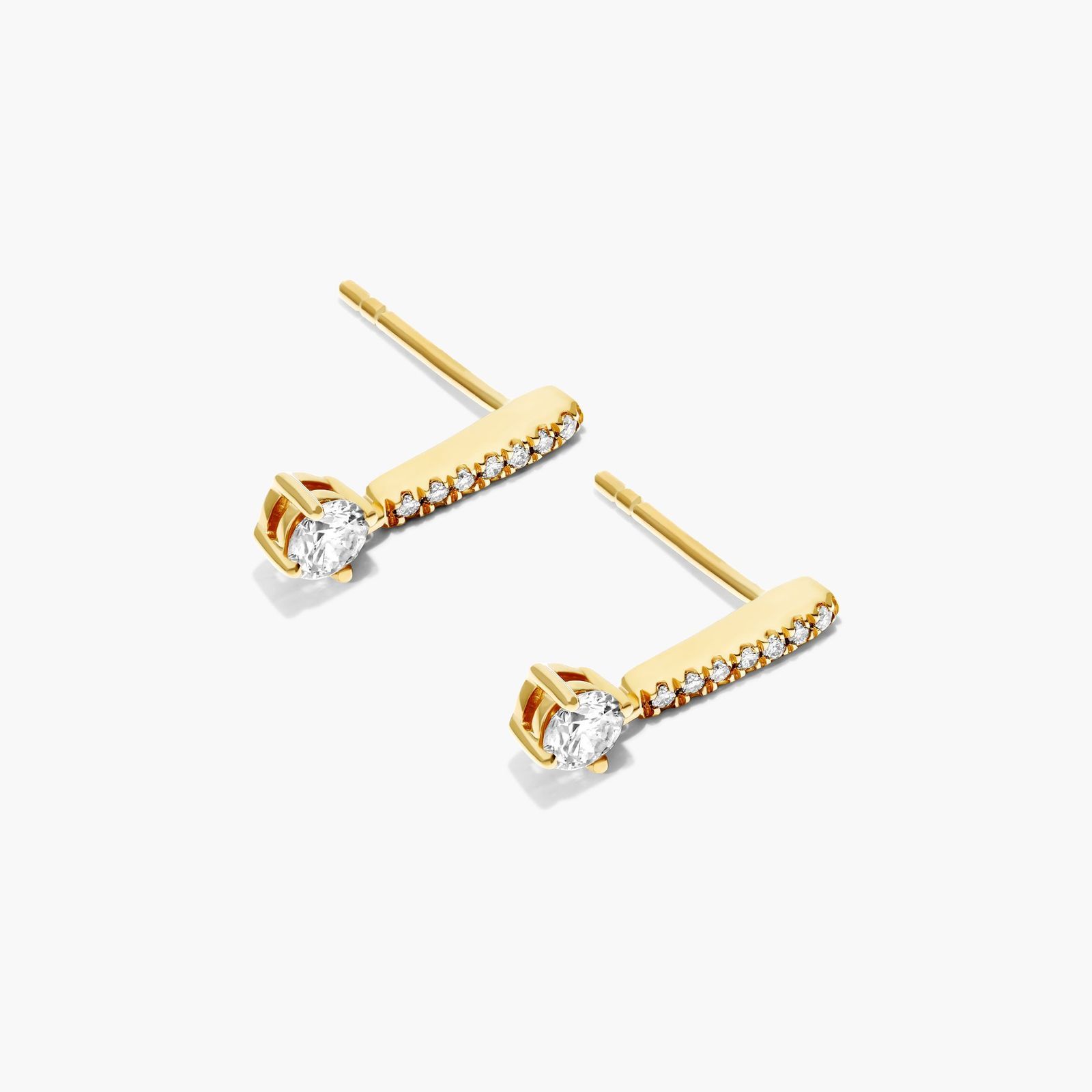 Drop Earrings With Round Diamonds In 14K Yellow Gold