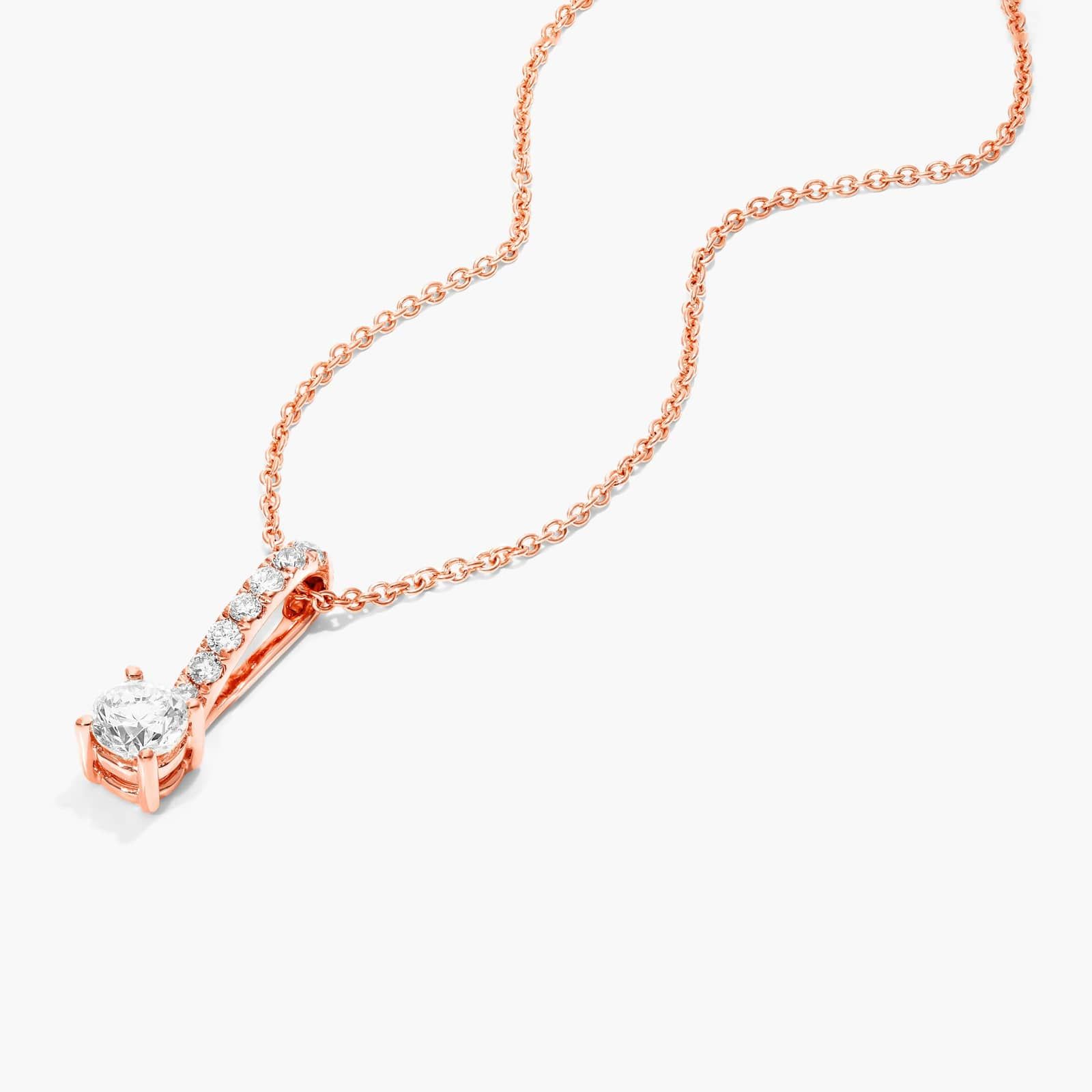 Diamond Pendant Necklace With Round Diamonds In 14K Rose Gold