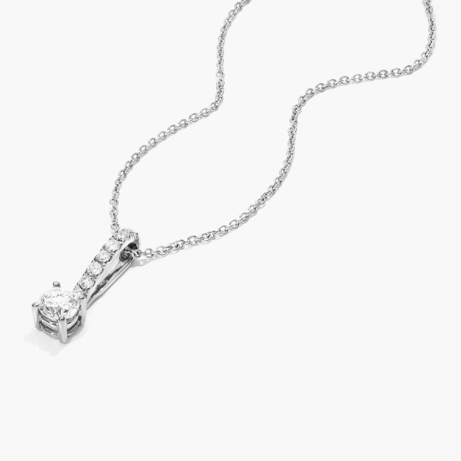 Diamond Pendant Necklace With Round Diamonds In 14K White Gold