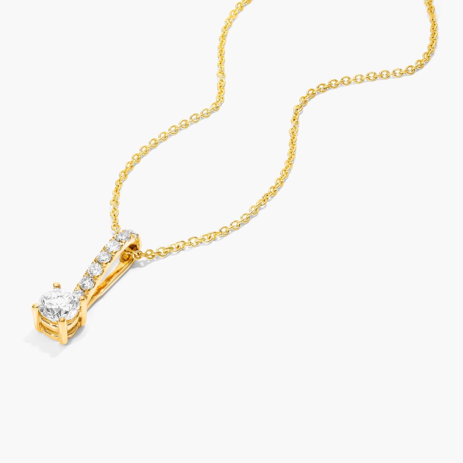 Diamond Pendant Necklace With Round Diamonds In 14K Yellow Gold