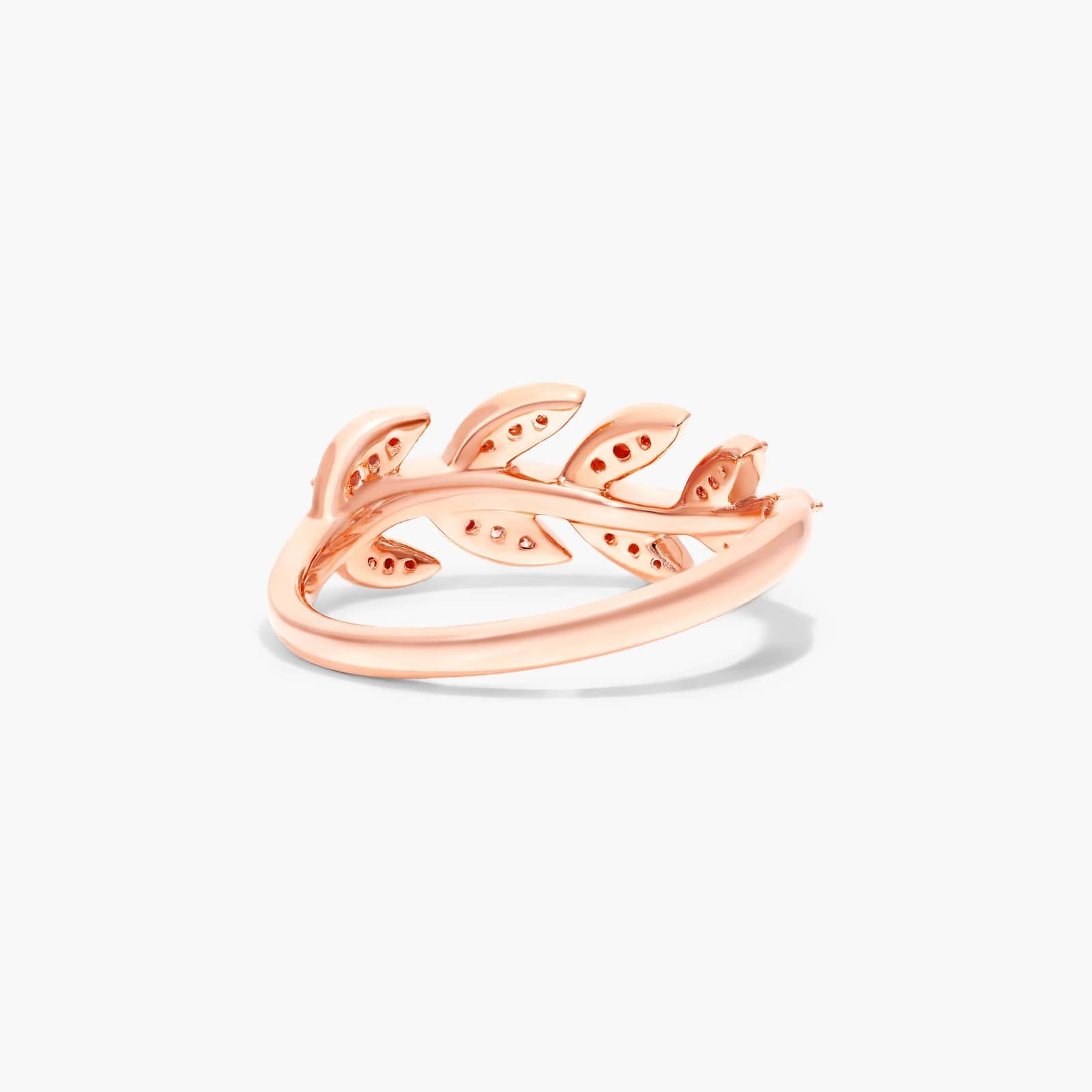 Leaf Diamond Ring In 14K Rose Gold