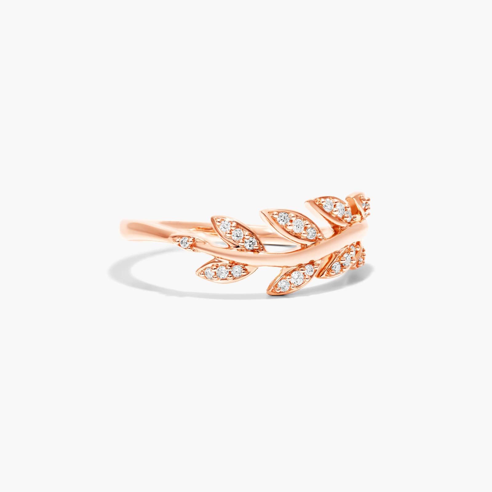 Leaf Diamond Ring In 14K Rose Gold