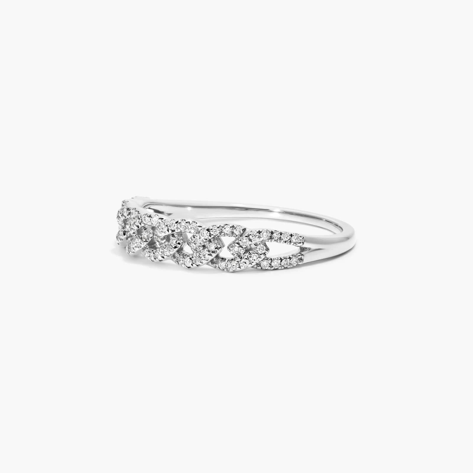 Marquise Link Diamond Ring In 14K White Gold