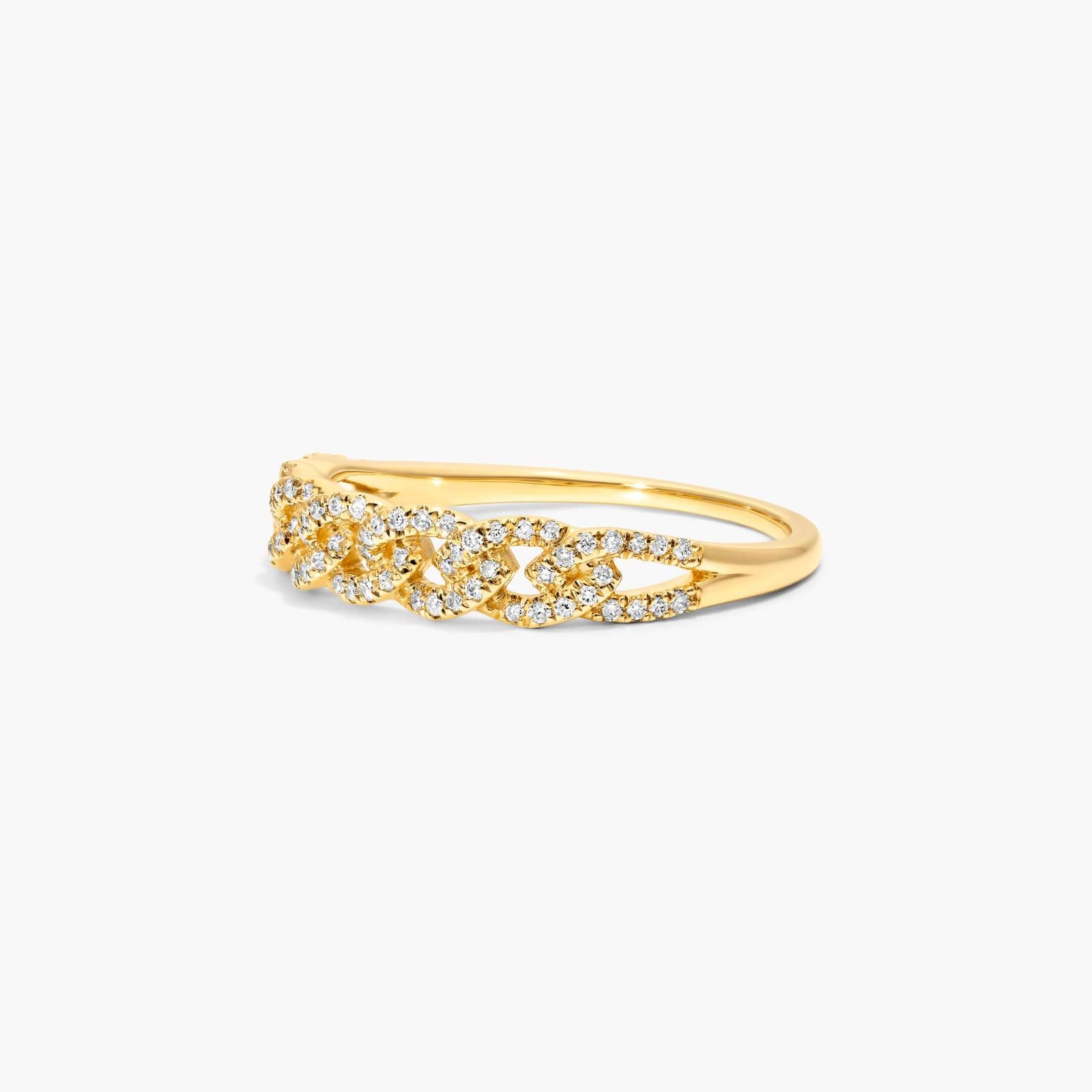 Marquise Link Diamond Ring In 14K Yellow Gold