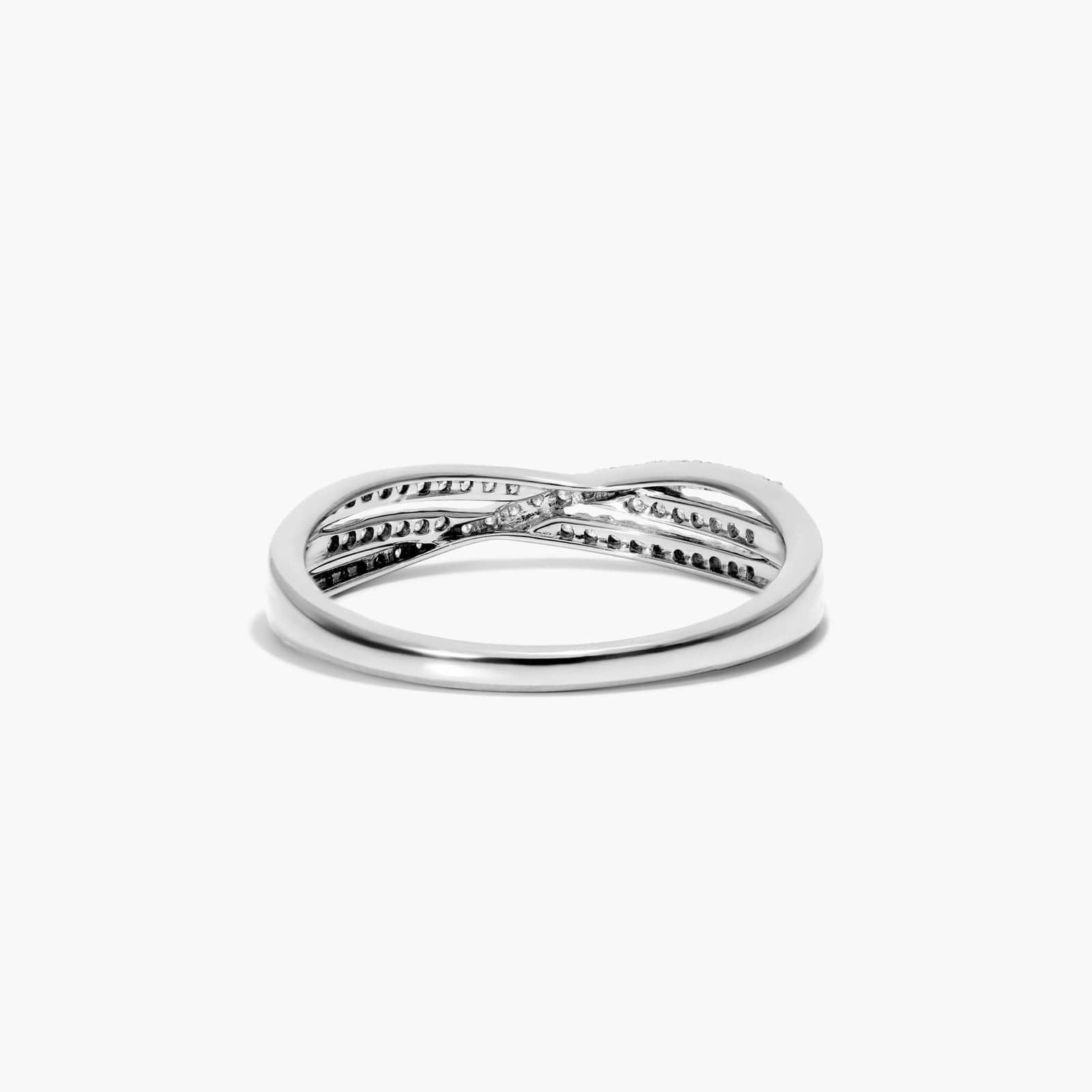 Criss-Cross Overlay Diamond Ring In 14K White Gold