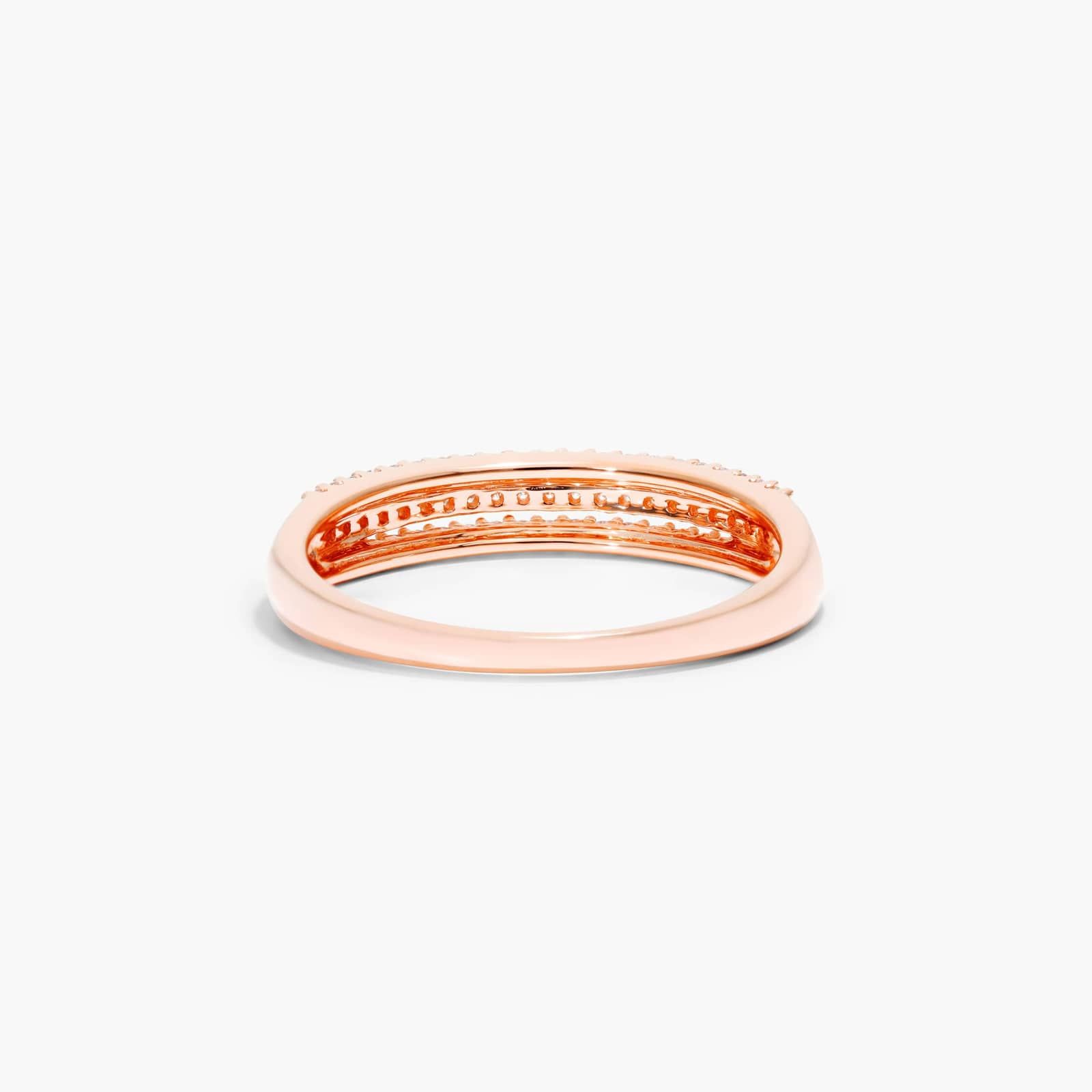 Triple Row Diamond Ring In 14K Rose Gold