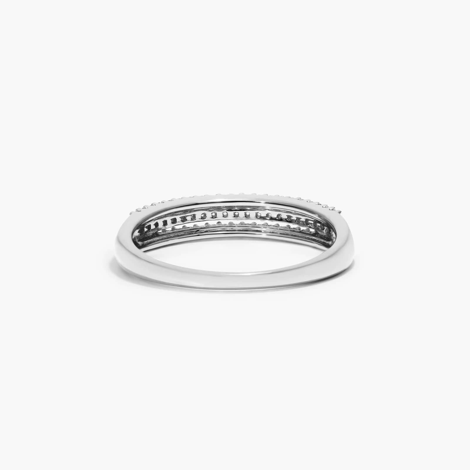 Triple Row Diamond Ring In 14K White Gold