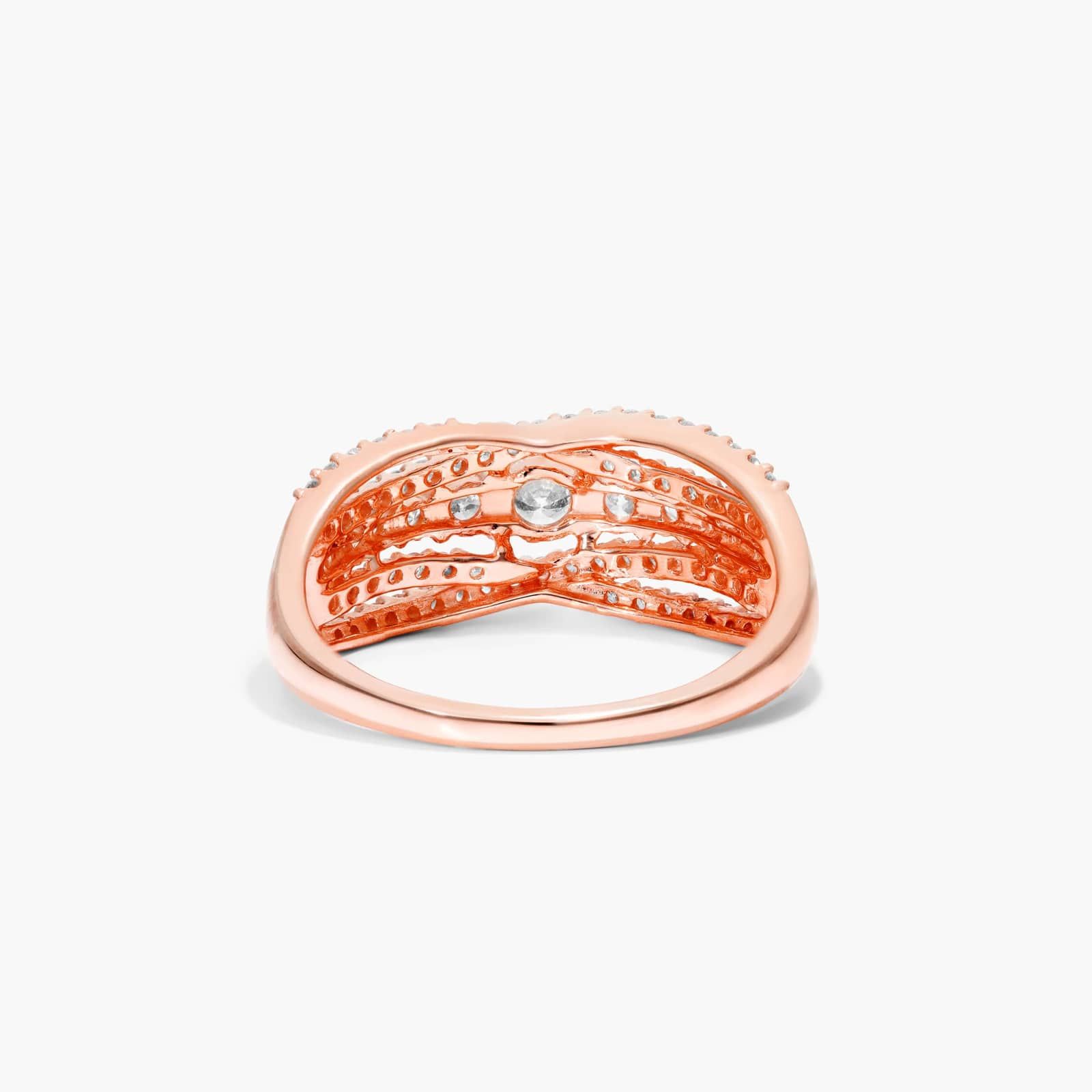 Multi-Row Diamond Ring In 14K Rose Gold
