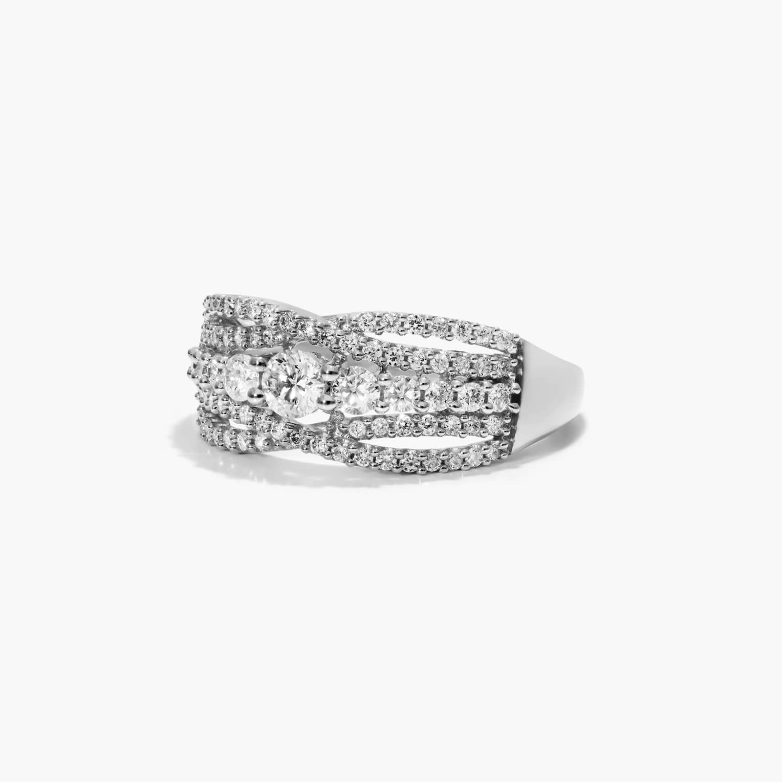 Multi-Row Diamond Ring In 14K White Gold
