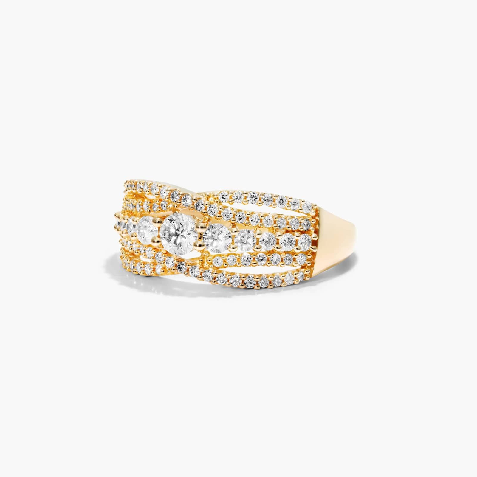 Multi-Row Diamond Ring In 14K Yellow Gold