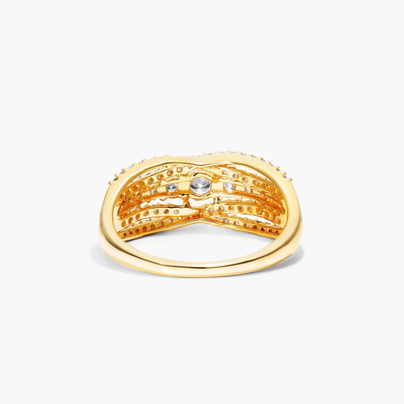 Multi-Row Diamond Ring In 14K Yellow Gold