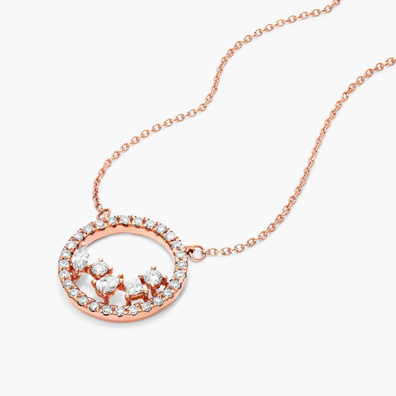 Scatter Diamond Necklace In 14K Rose Gold