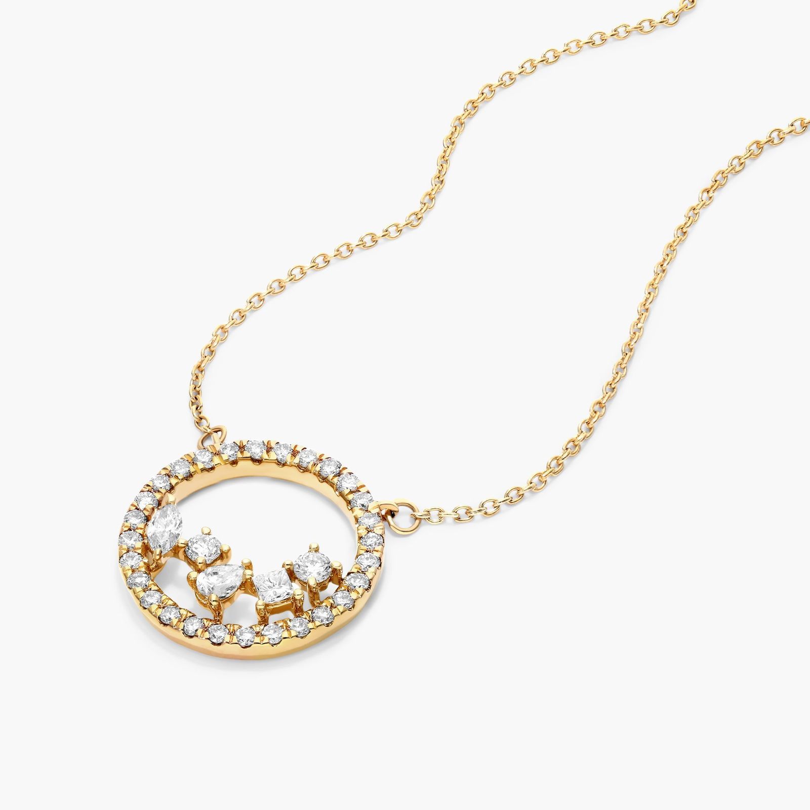 Scatter Diamond Necklace  In 14K Yellow Gold