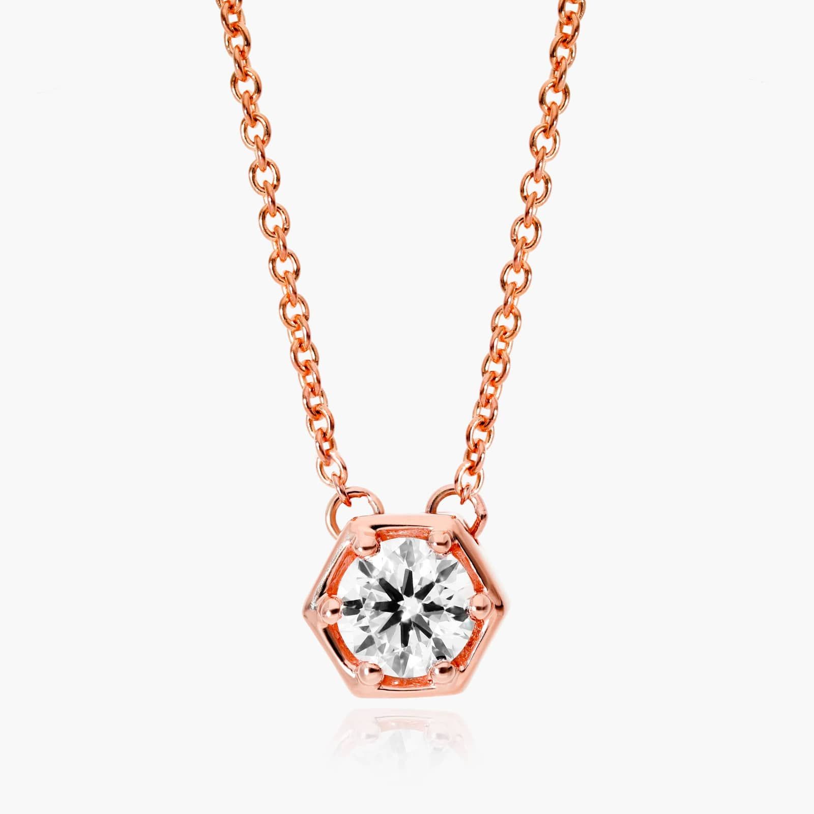 Geometric Frame Solitaire Diamond Pendant In 14K Rose Gold-81675r14