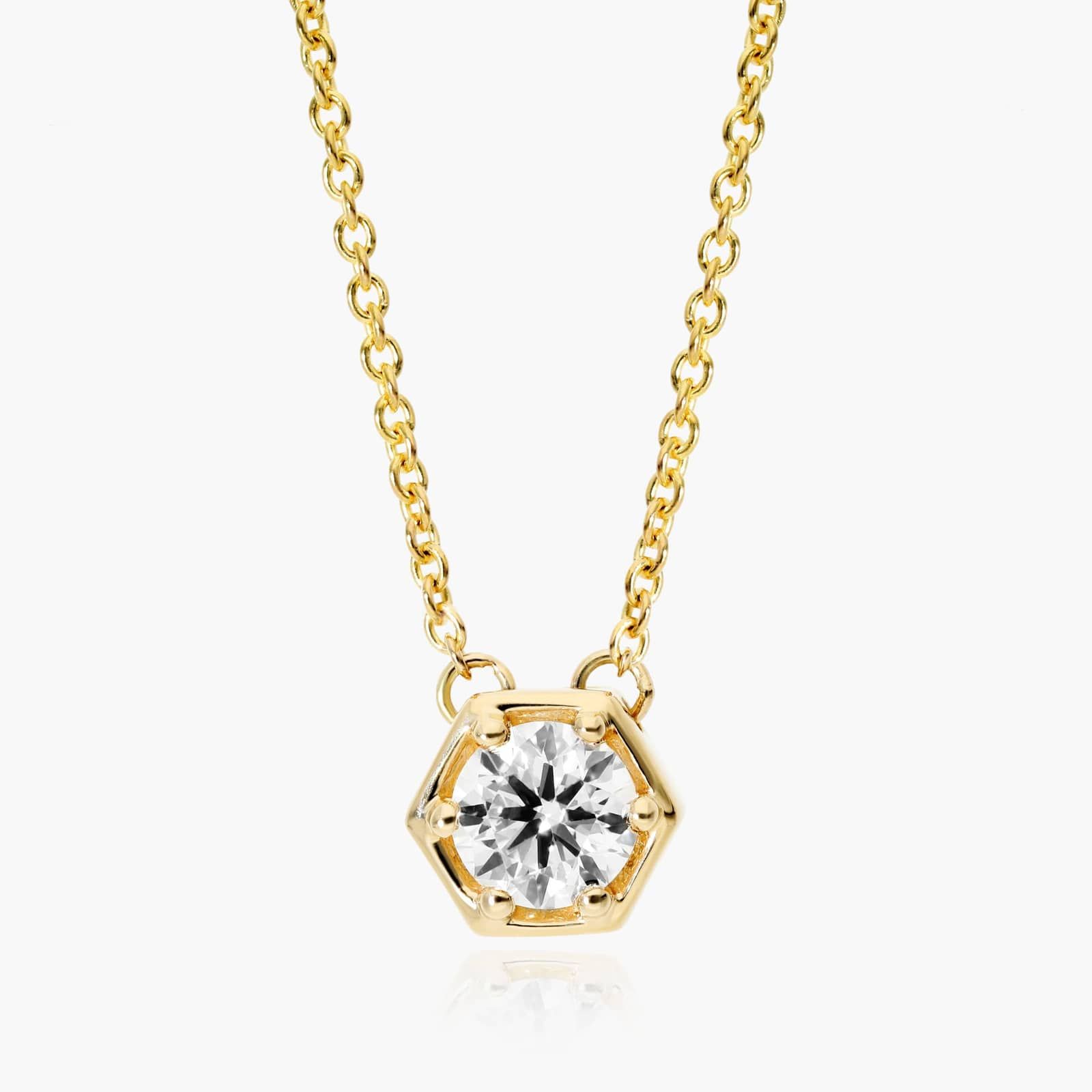 Geometric Frame Solitaire Diamond Pendant In 14K Yellow Gold