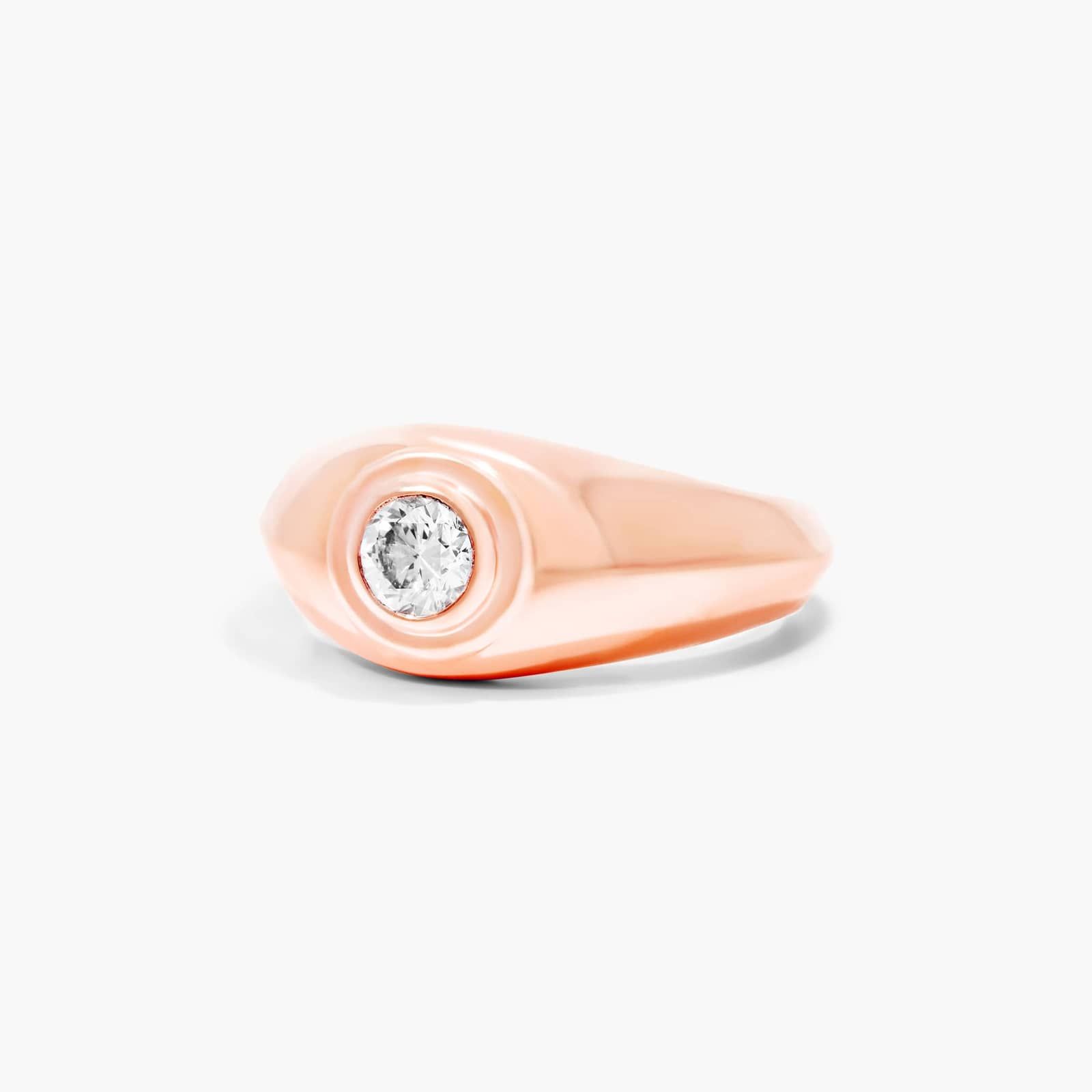 Bold Bezel Solitaire Diamond Ring In 14K Rose Gold