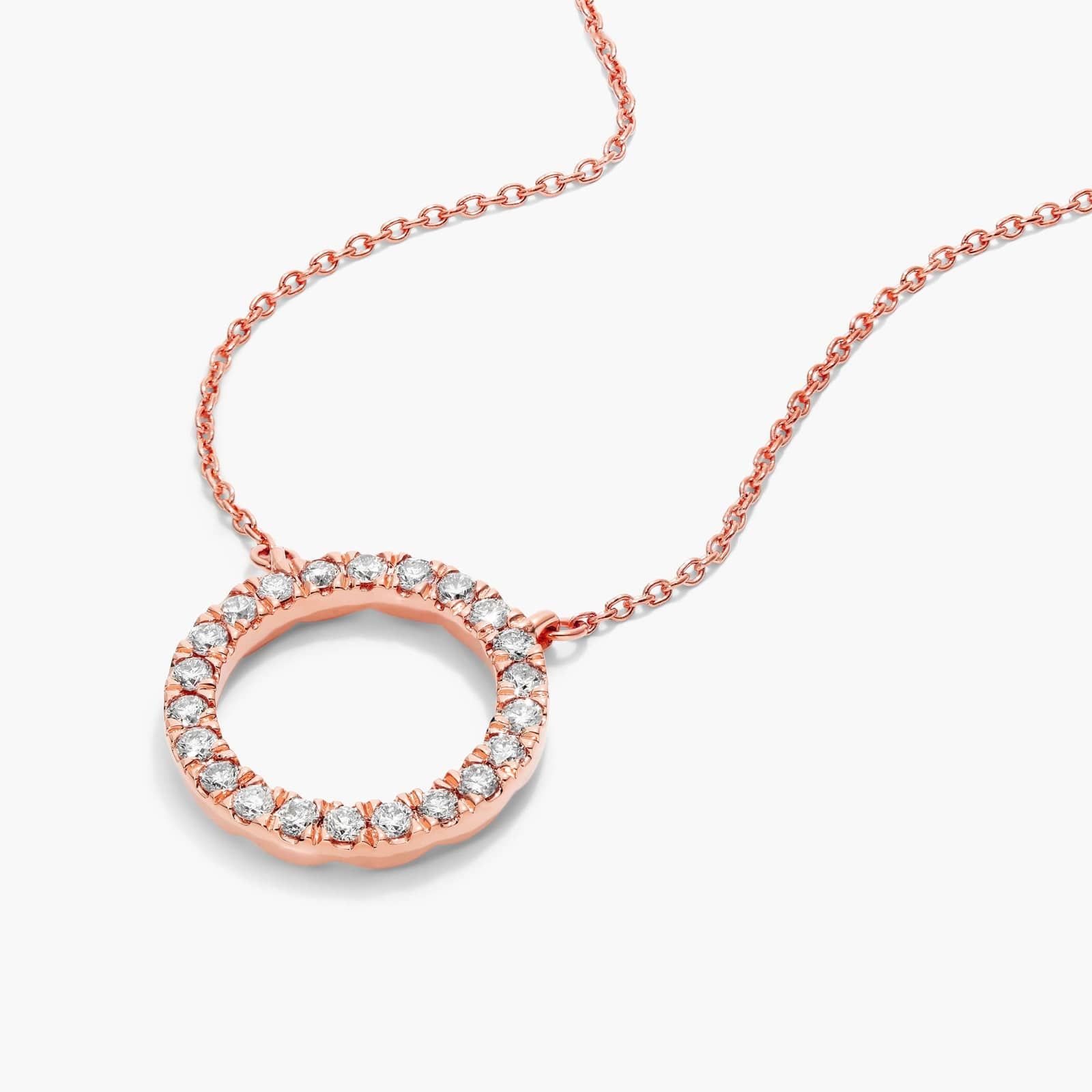 Open Circle Diamond Necklace In 14K Rose Gold