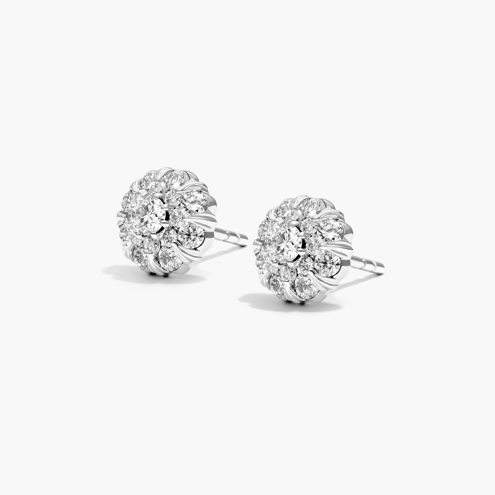 Peony Diamond Stud Earrings With Lab-Grown Diamonds In 14K White Gold