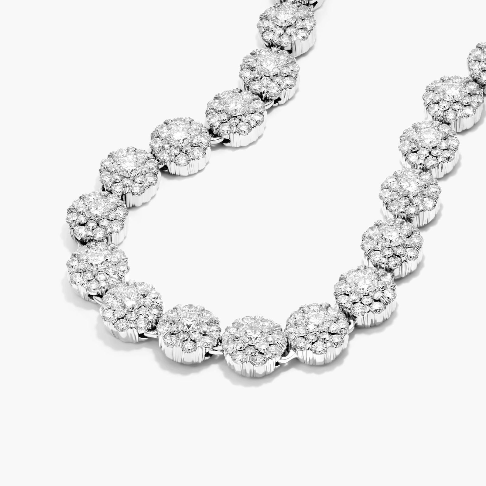 14K White Gold Lab-Grown Diamond Peony Tennis Necklace